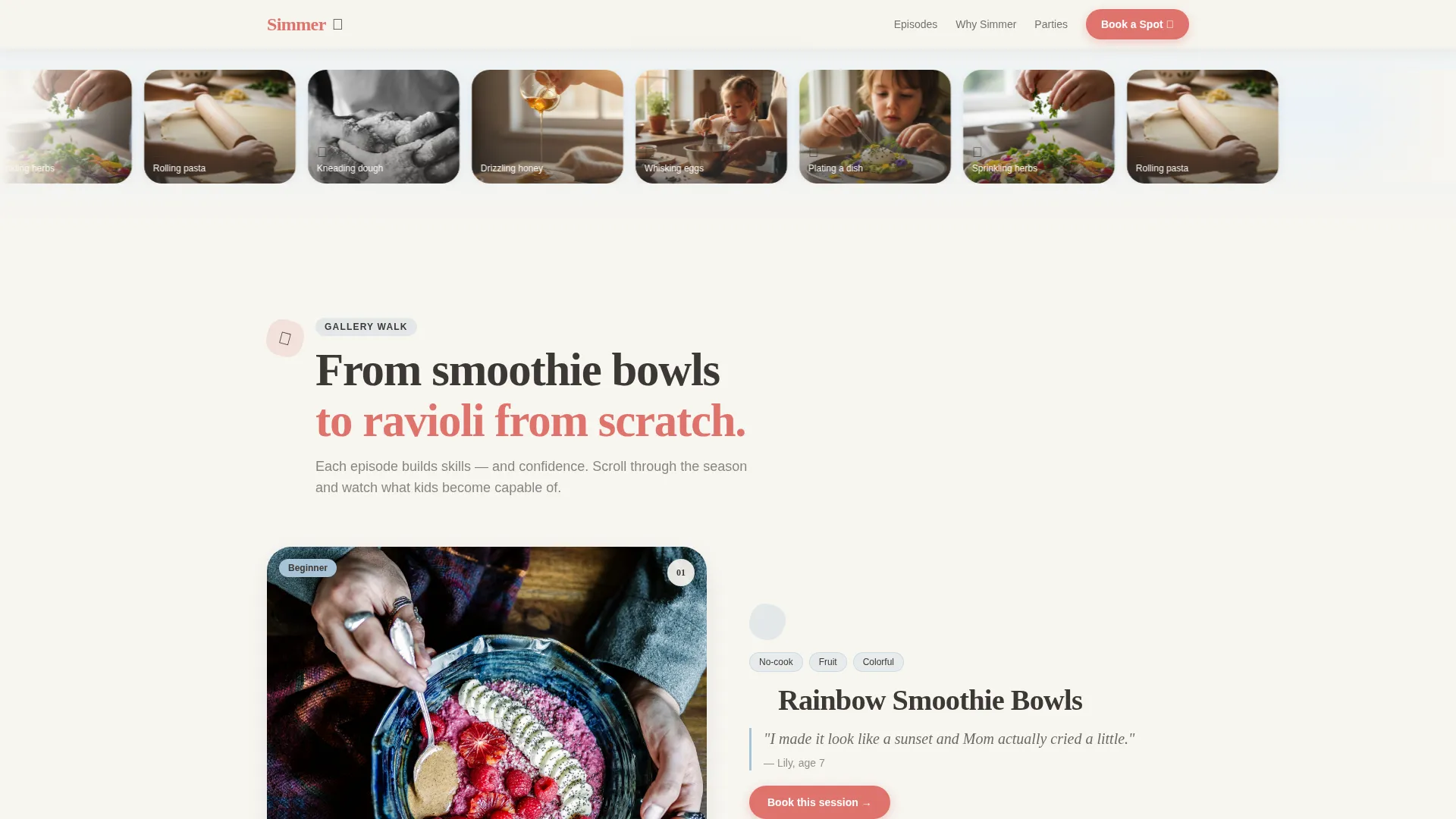 Kids Cooking Show Booking Landing Page Template