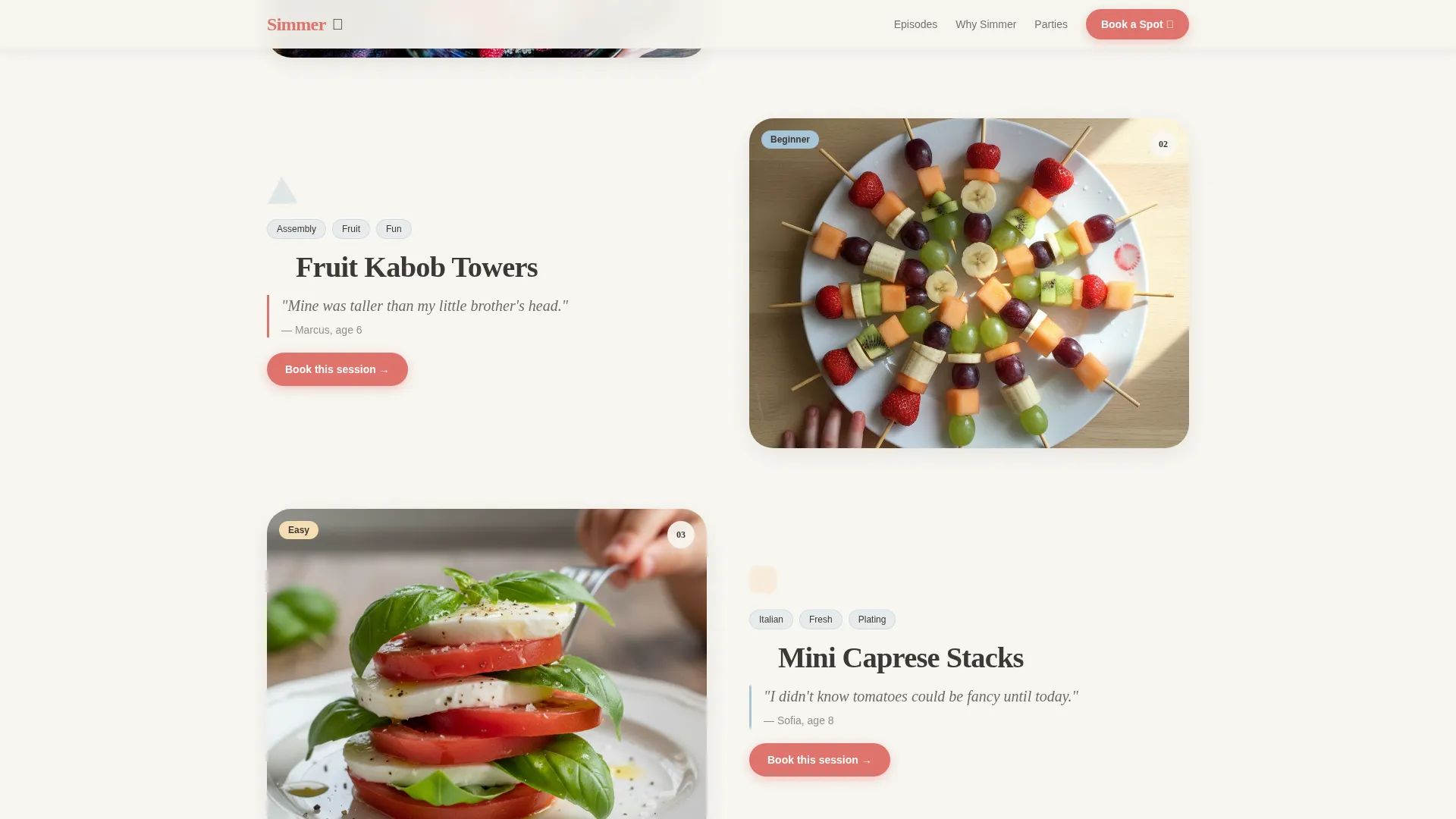 Kids Cooking Show Booking Landing Page Template