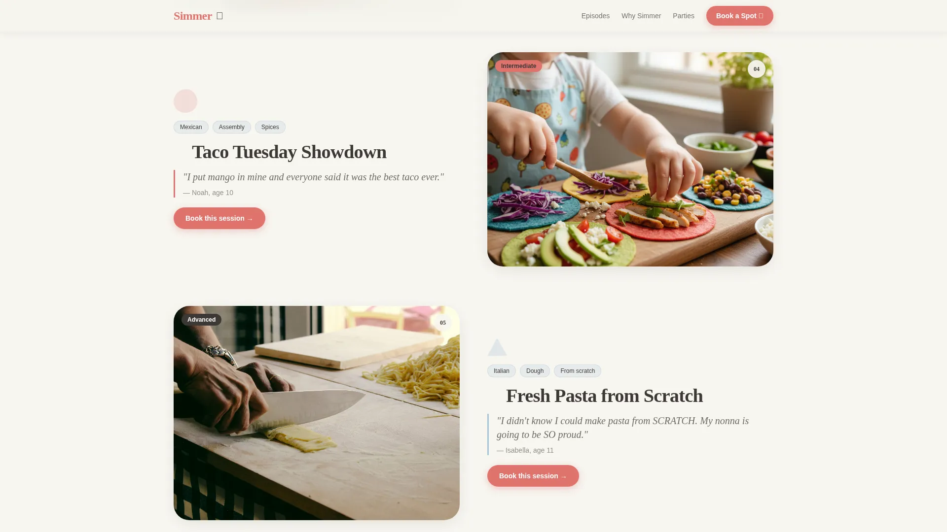 Kids Cooking Show Booking Landing Page Template