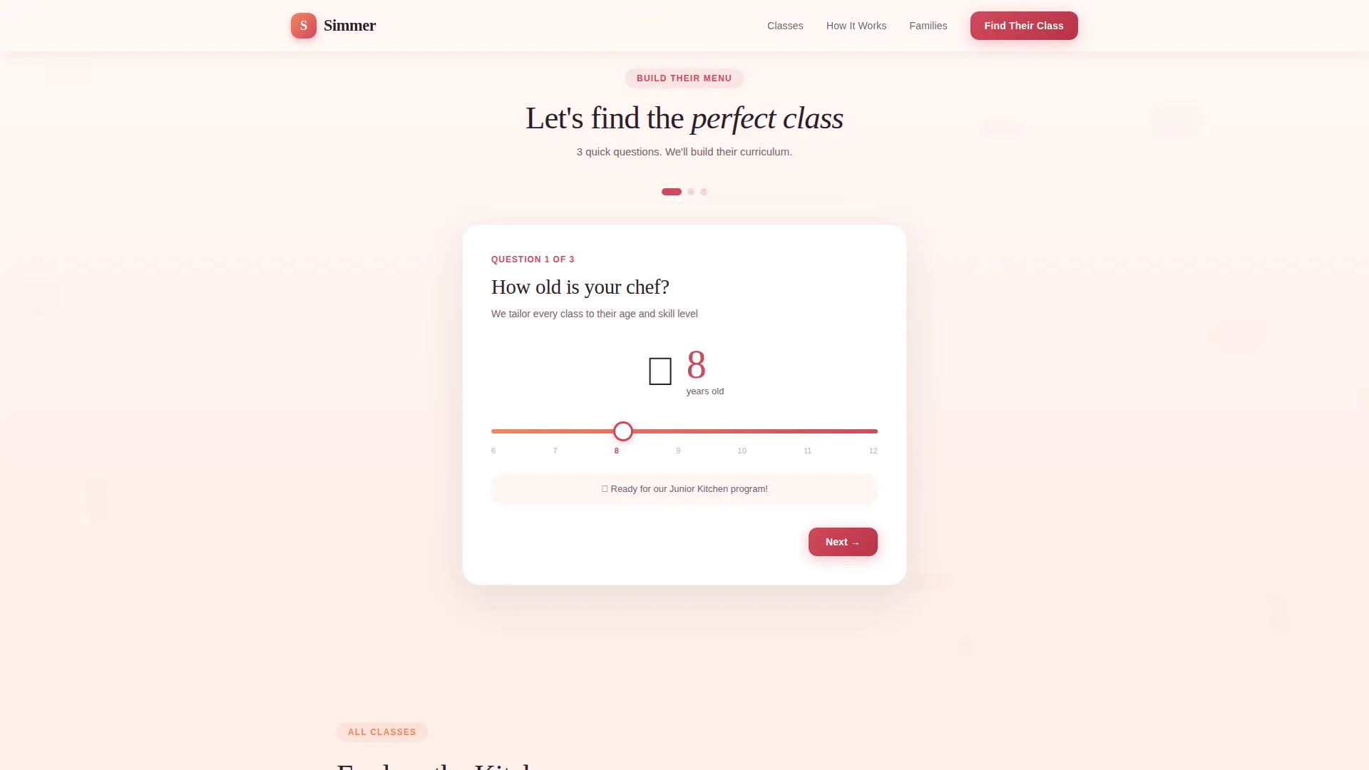 Kids Cooking After-School Landing Page Template