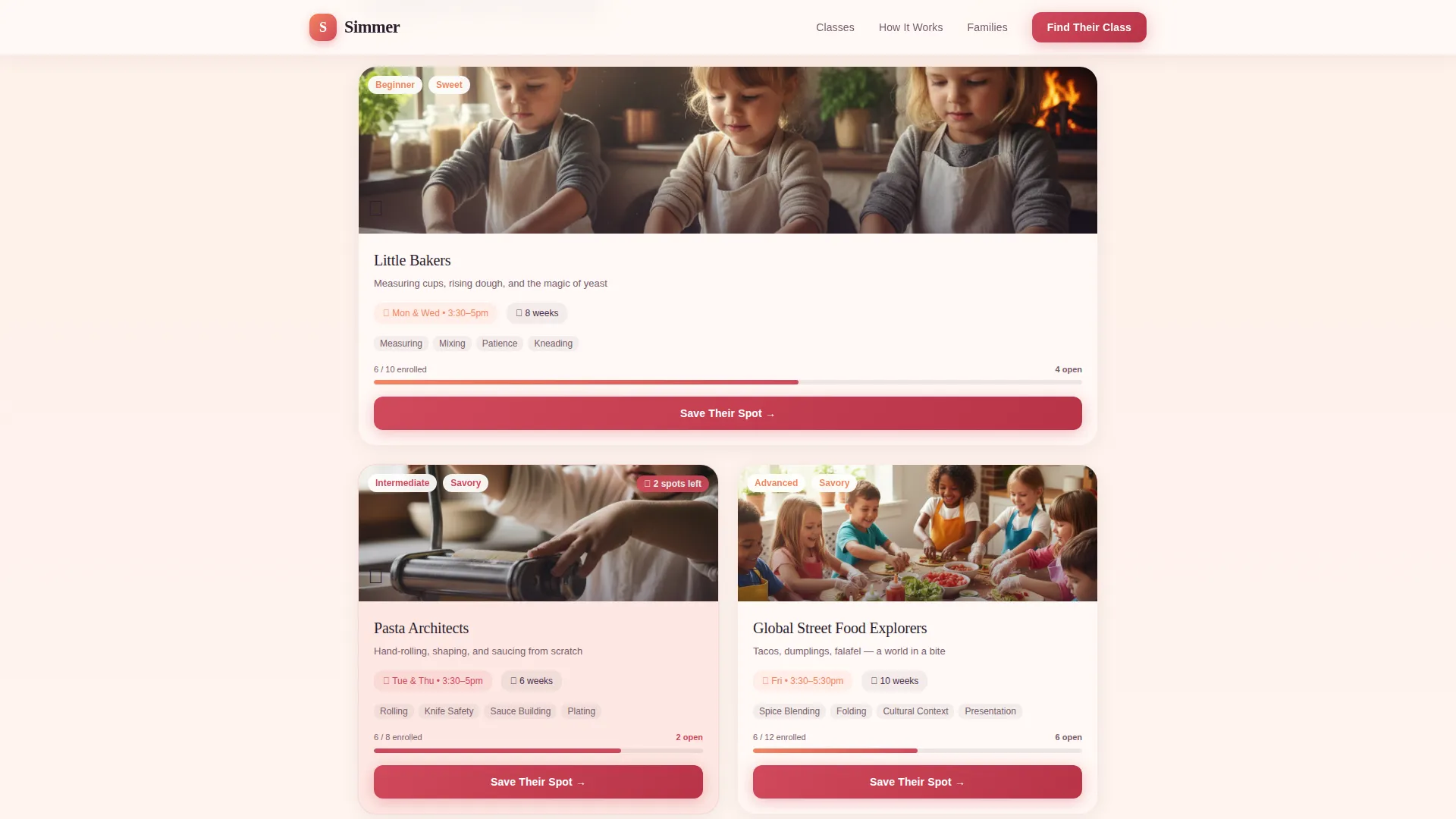 Kids Cooking After-School Landing Page Template