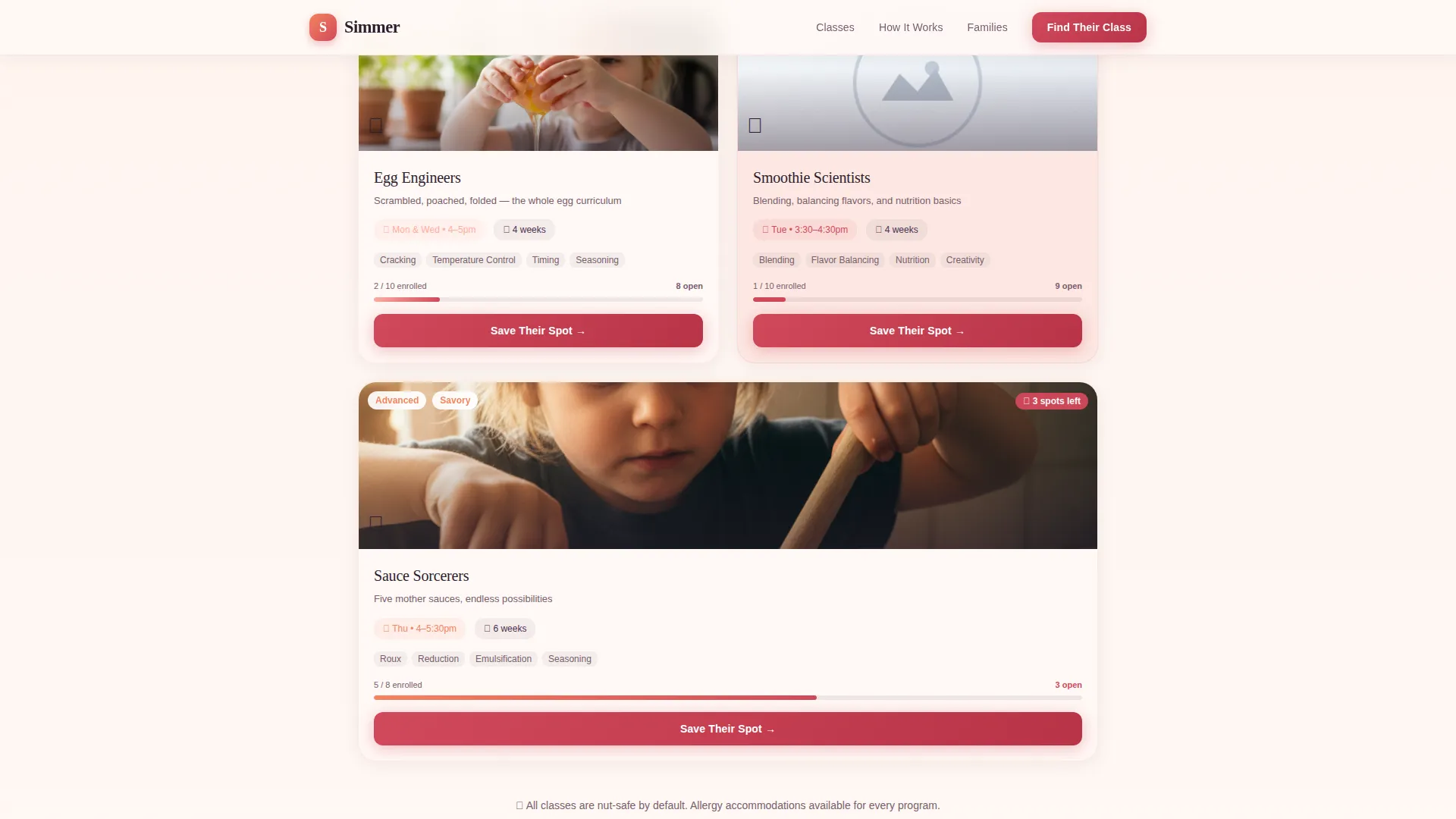 Kids Cooking After-School Landing Page Template
