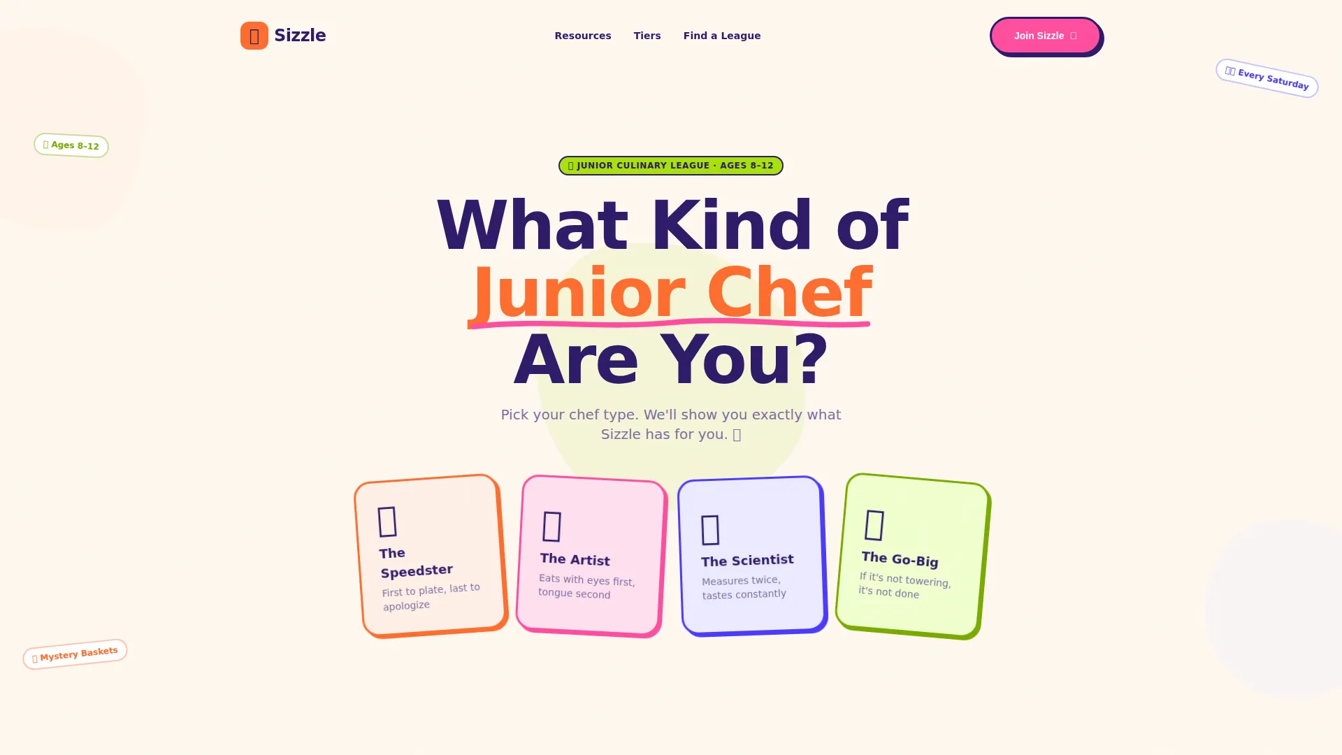 Kids Cooking League Landing Page Template