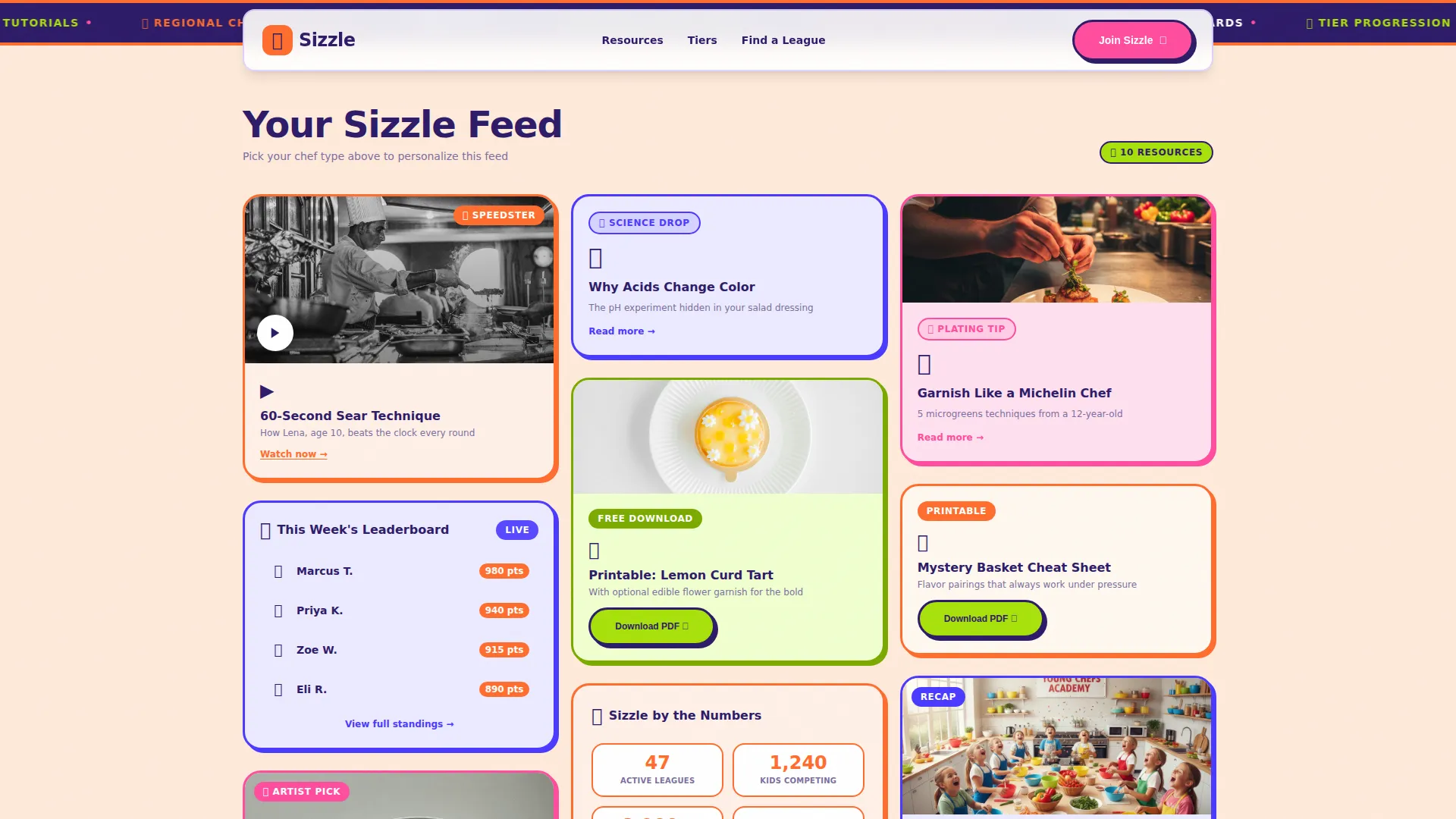 Kids Cooking League Landing Page Template