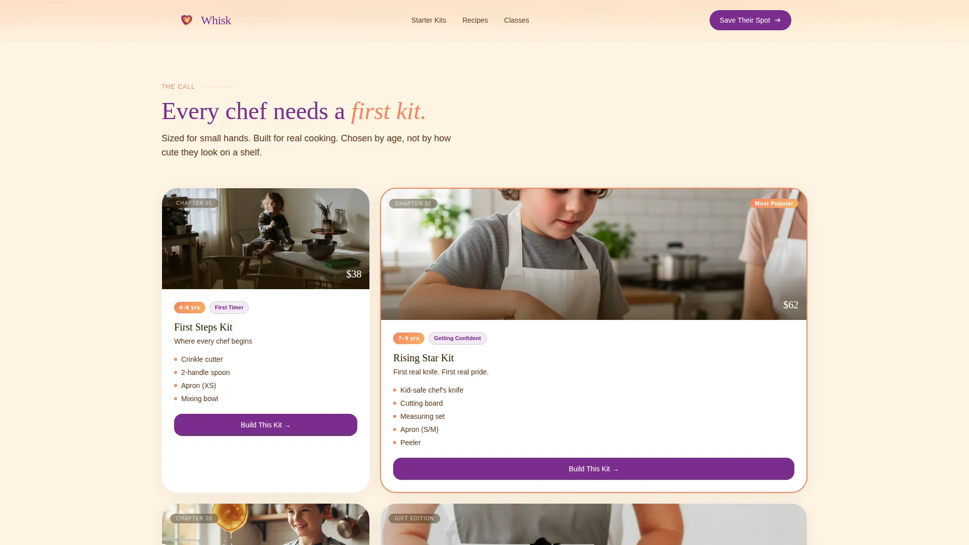 Kids Cooking Gear Store Landing Page Template
