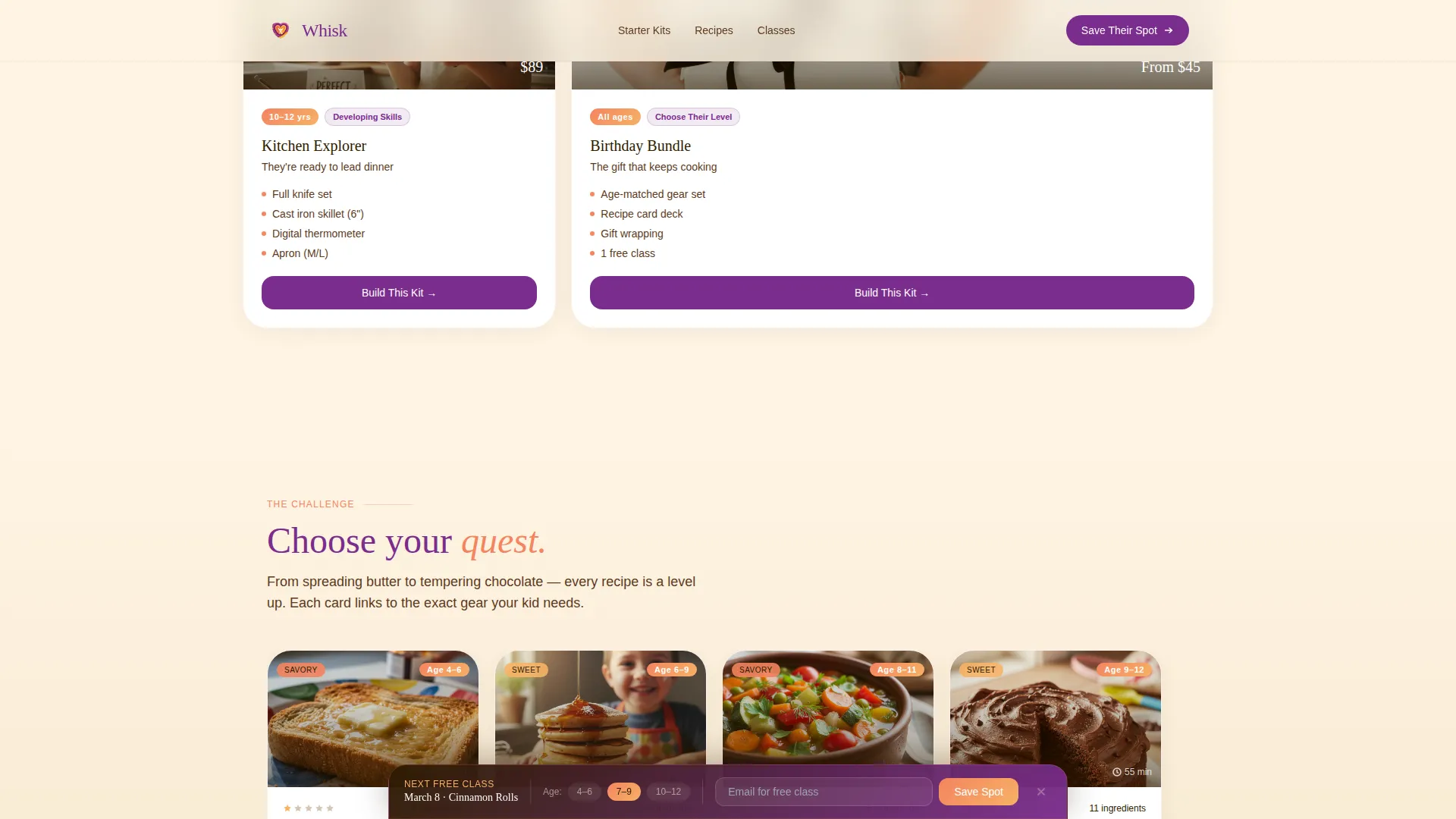 Kids Cooking Gear Store Landing Page Template