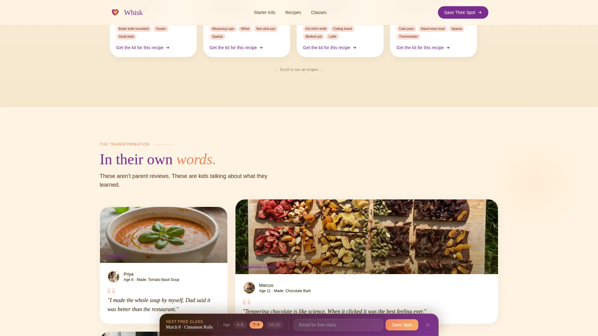 Kids Cooking Gear Store Landing Page Template