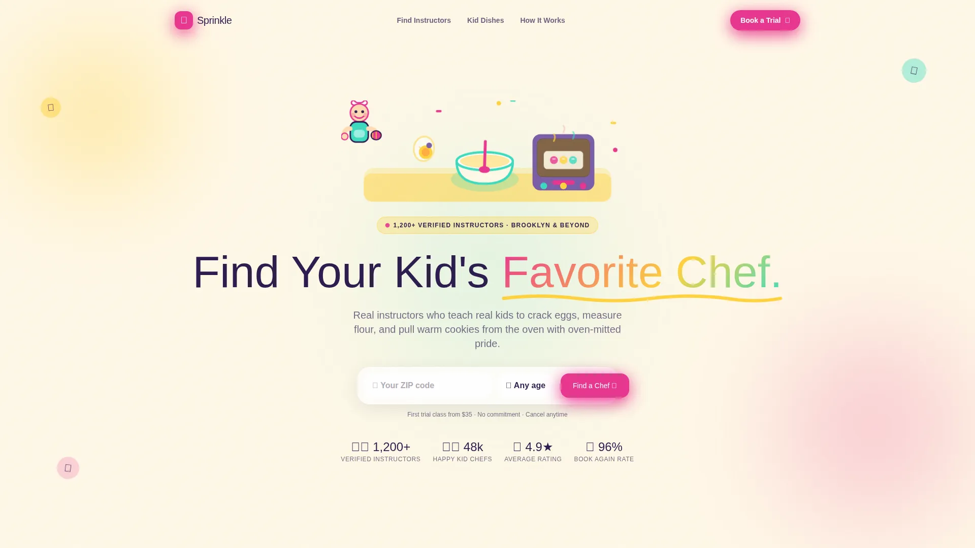 Kids Cooking Instructor Directory Landing Page