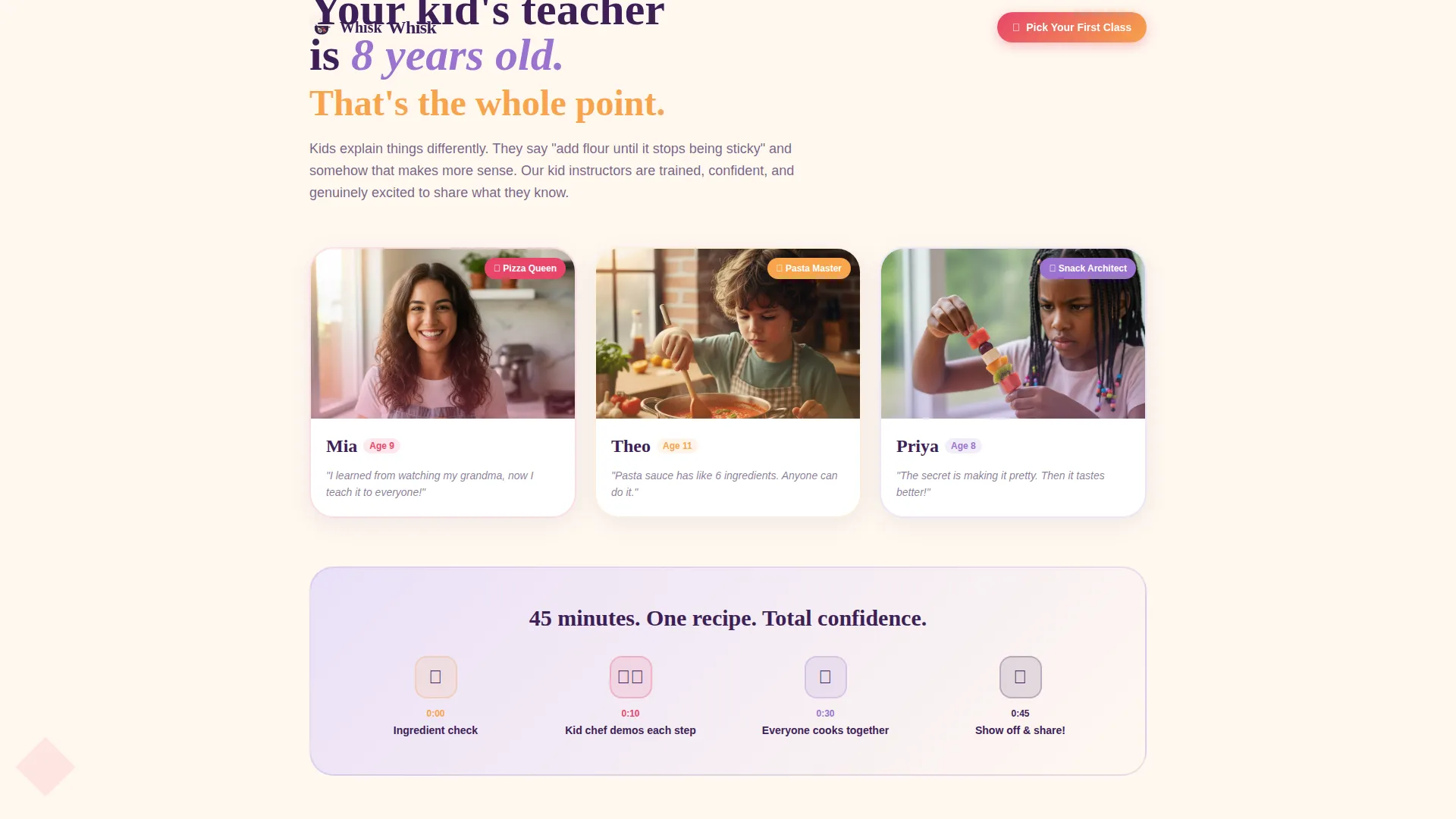 Kids Cooking for Kids Professional Website Template
