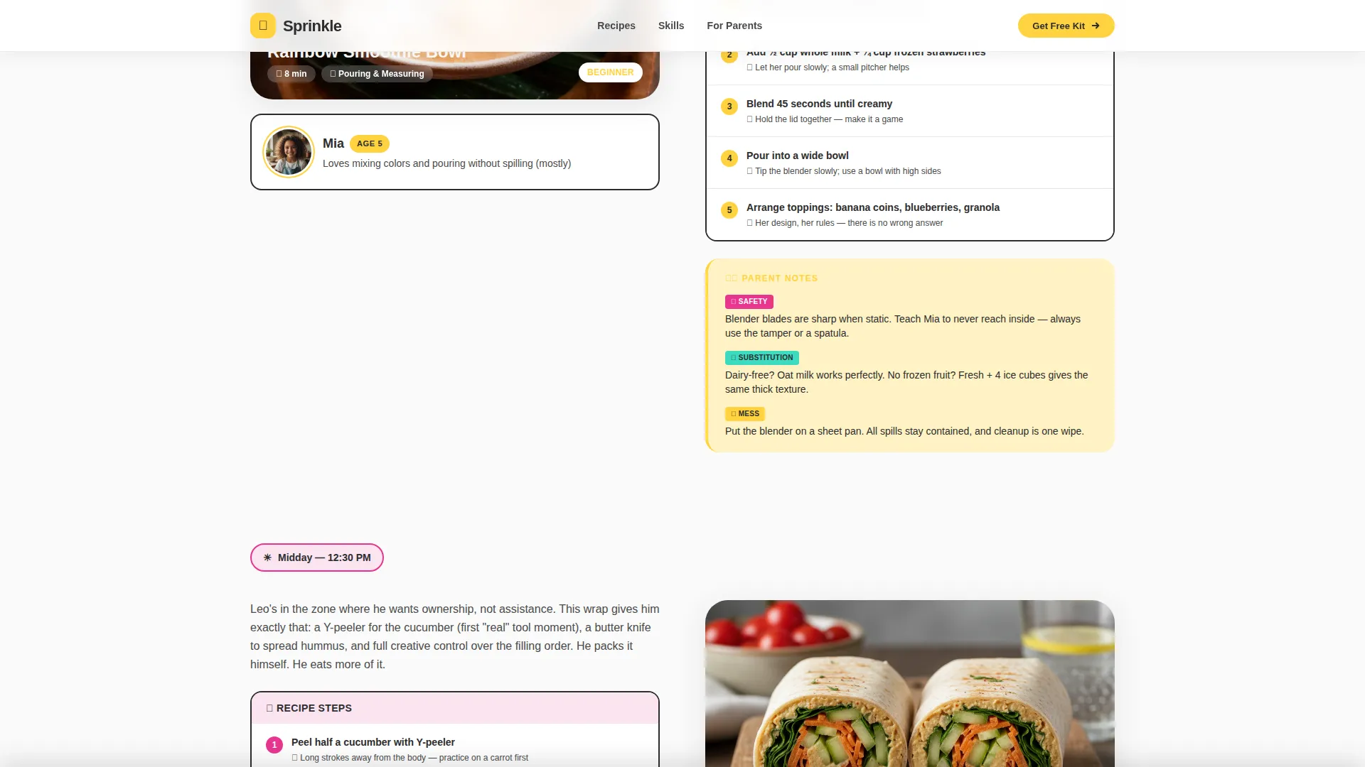 Kids Cooking Landing Page Template for Parents