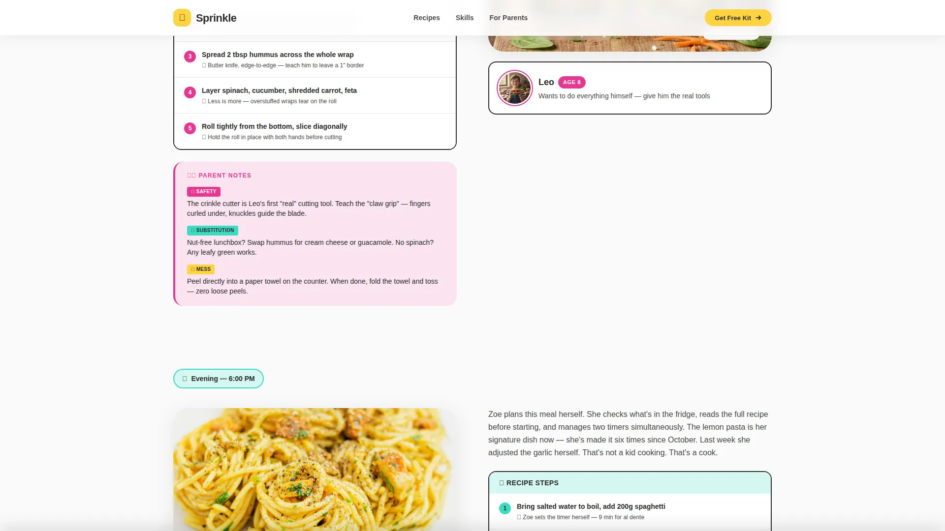 Kids Cooking Landing Page Template for Parents