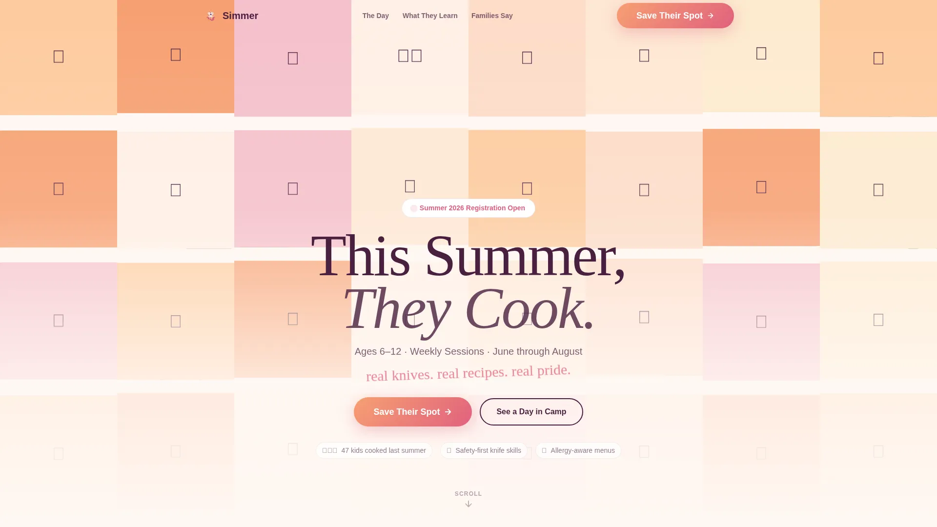 Kids Cooking Summer Camp Landing Page Template