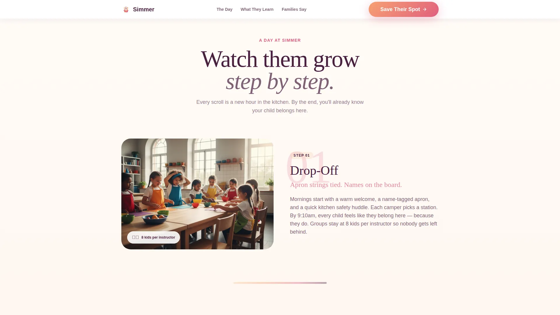 Kids Cooking Summer Camp Landing Page Template