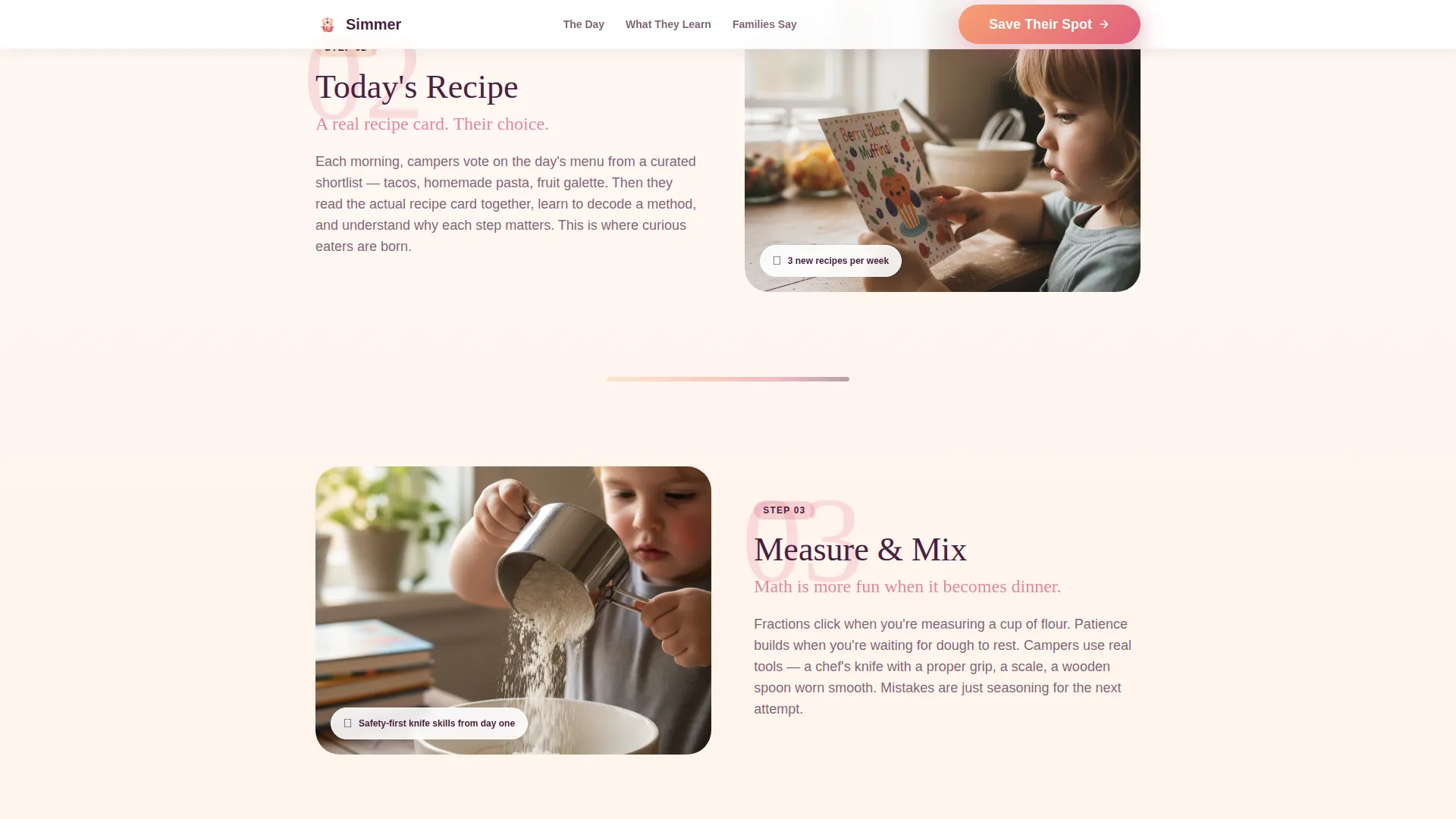Kids Cooking Summer Camp Landing Page Template