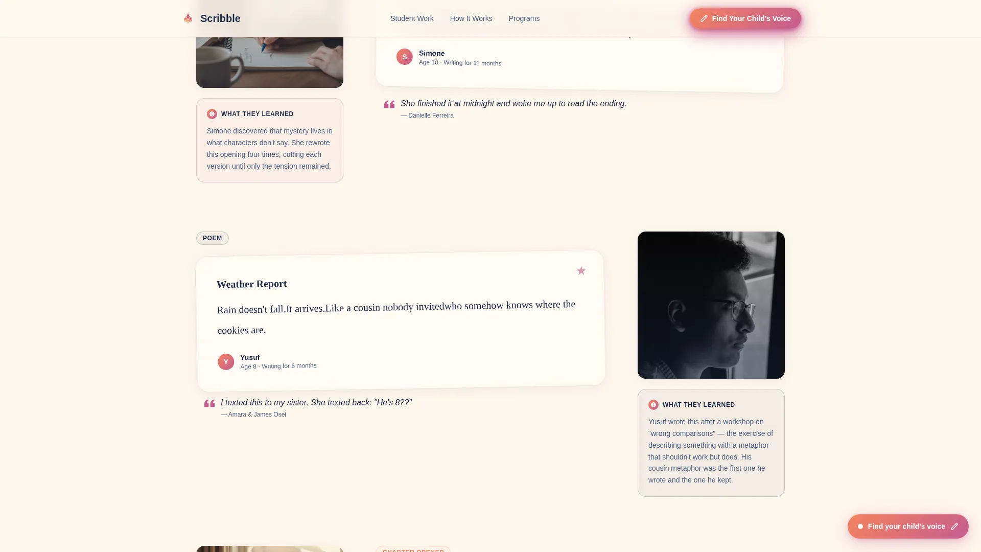 Kids Creative Writing Landing Page Template