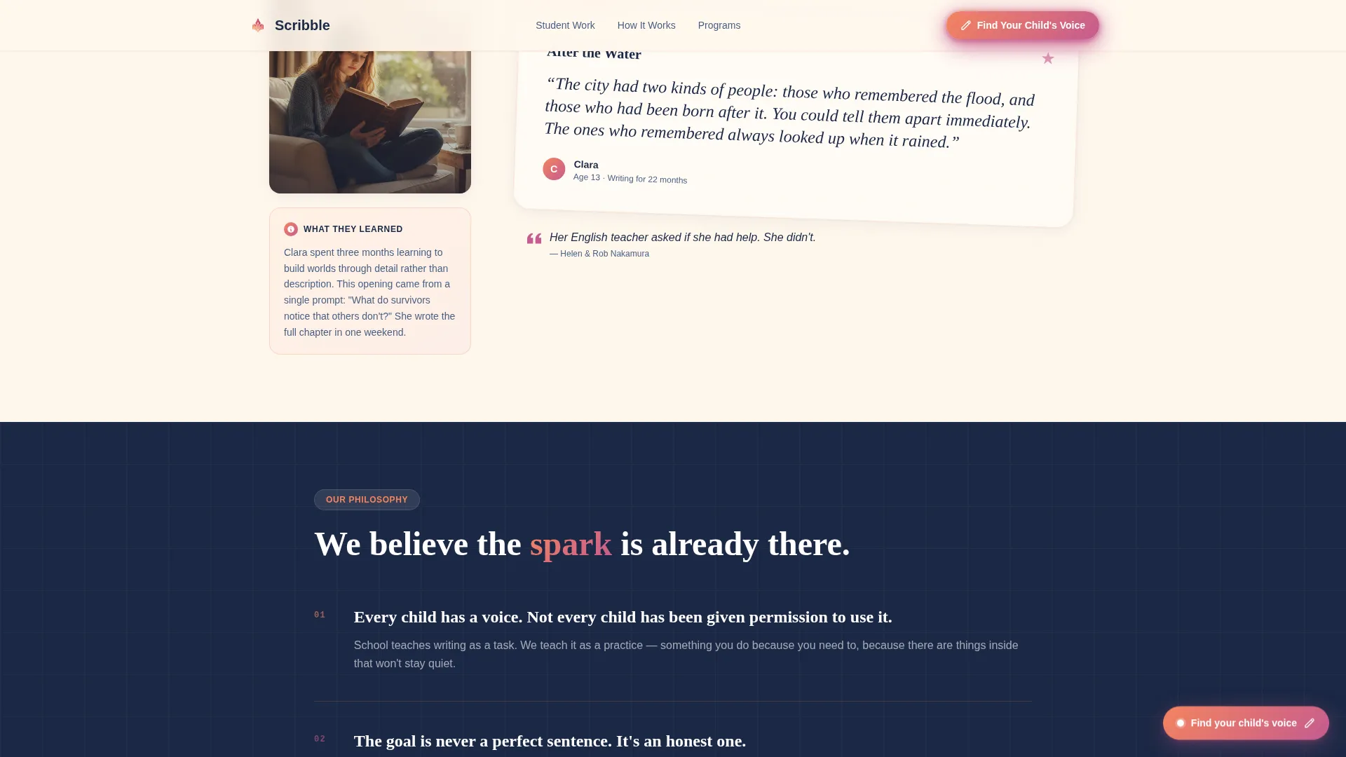 Kids Creative Writing Landing Page Template