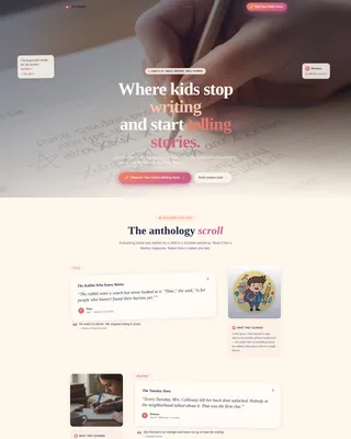 Kids Creative Writing Landing Page Template