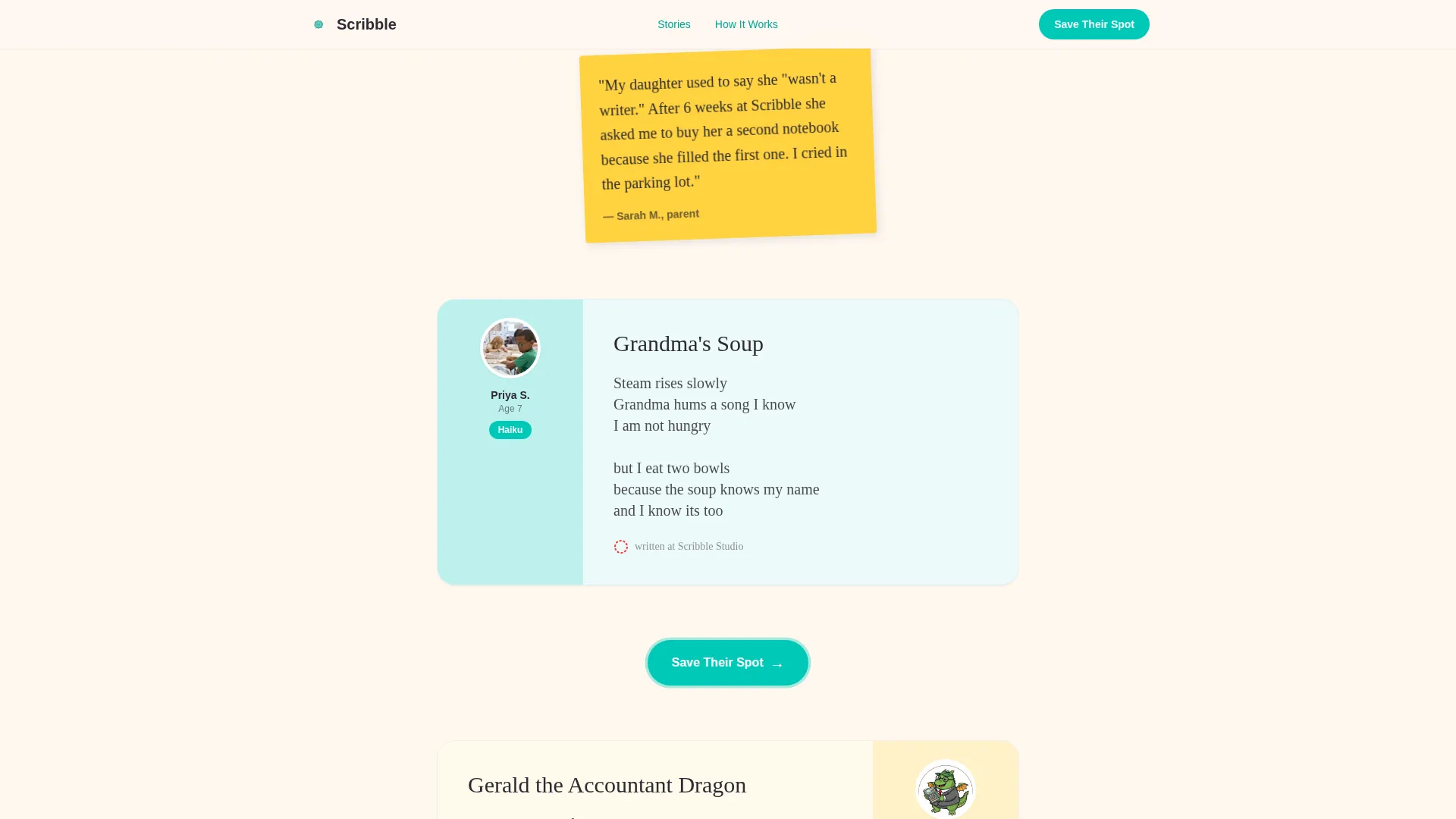 Kids Creative Writing Landing Page Template