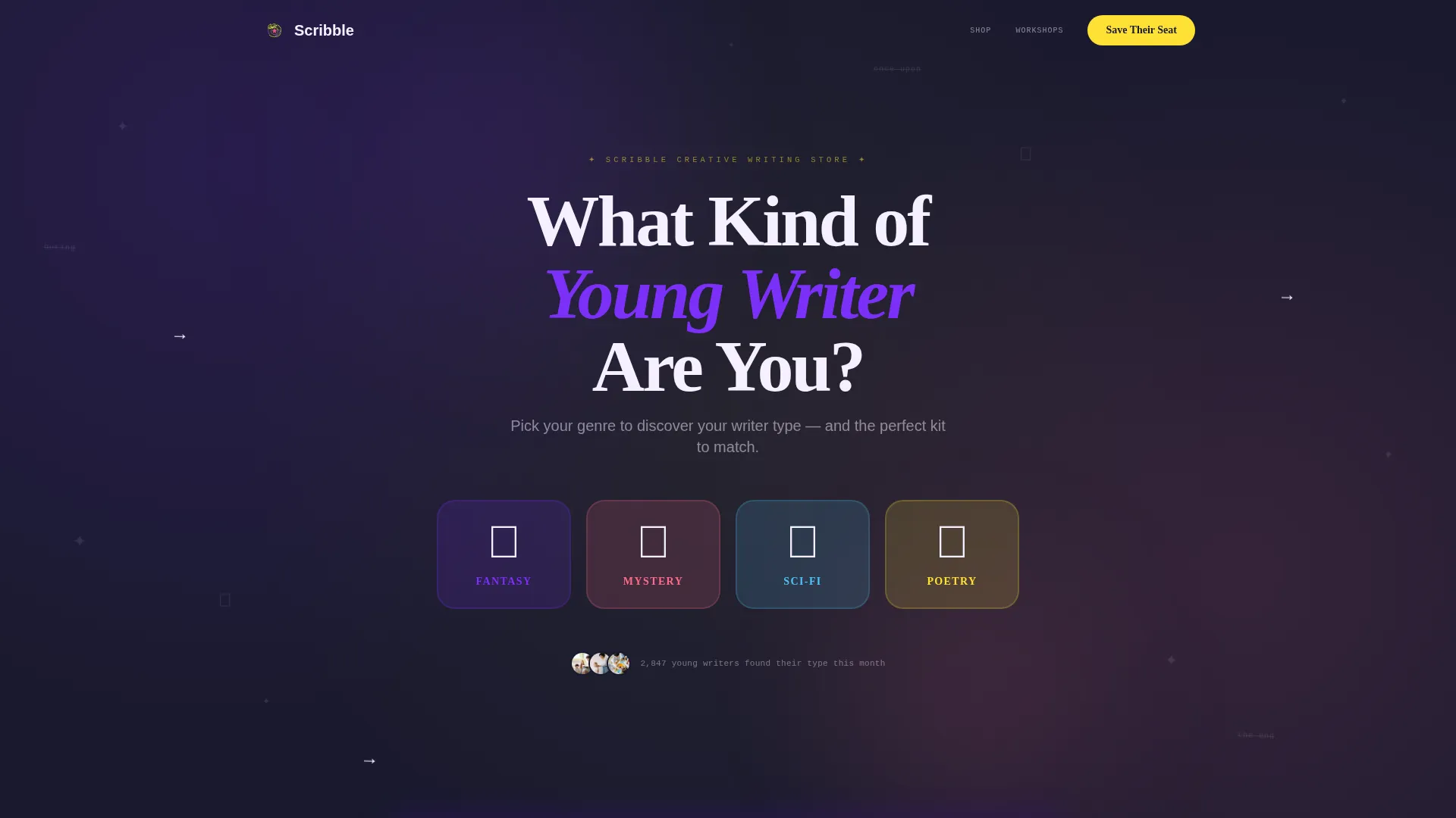 Kids Creative Writing Store Landing Page Template