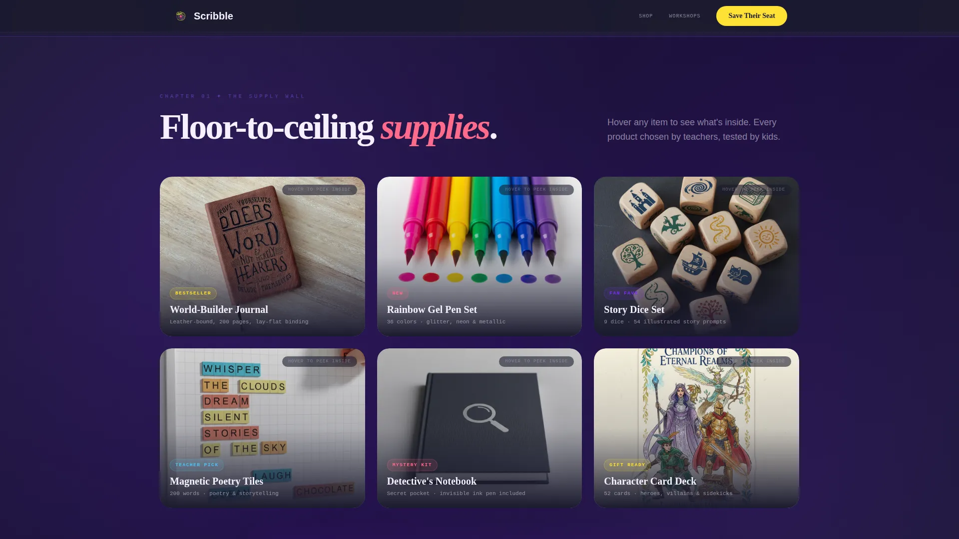 Kids Creative Writing Store Landing Page Template