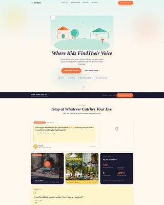 Kids Creative Writing Summer Camp Landing Page