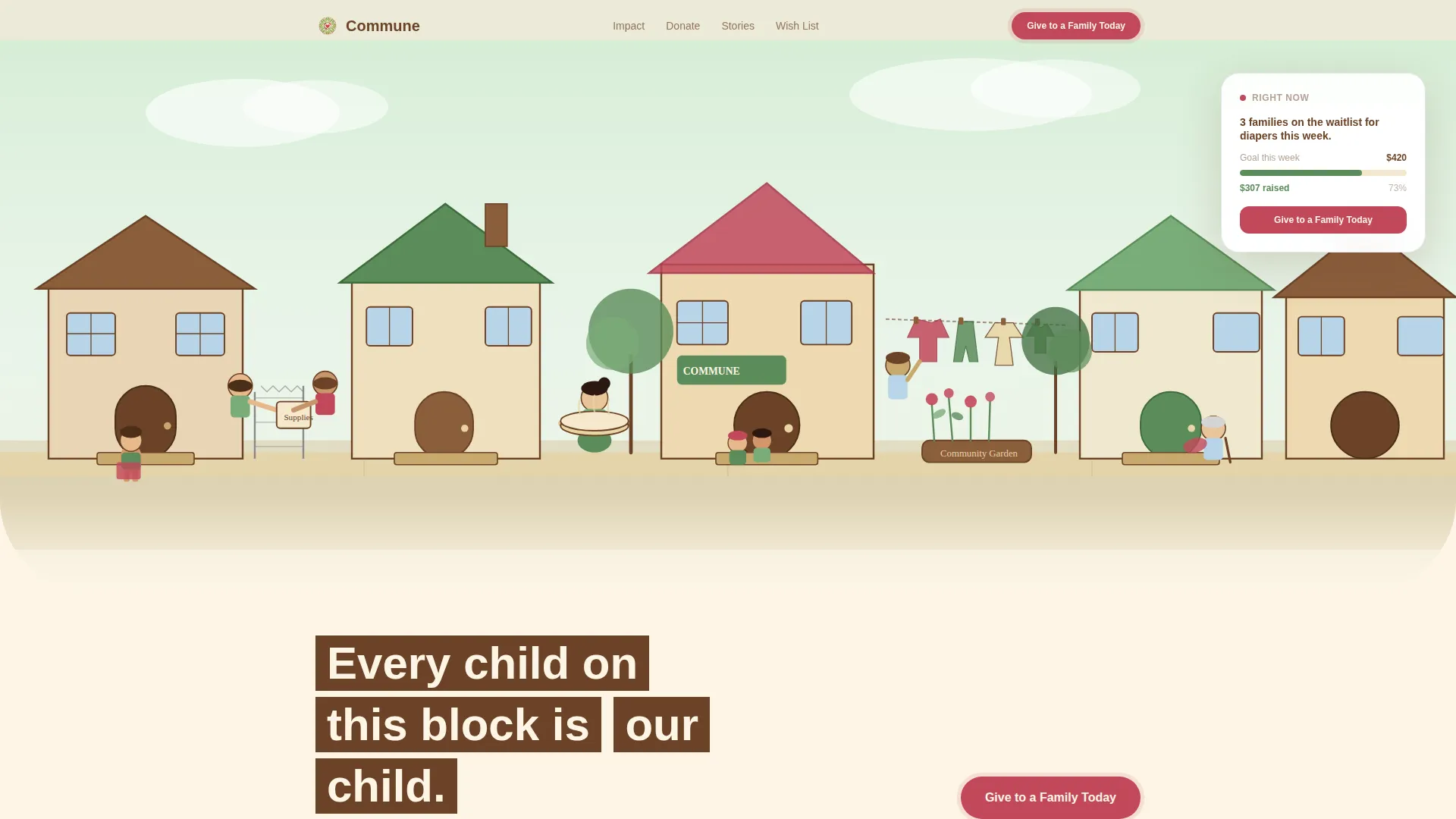 Child Welfare Mutual Aid Donation Landing Page