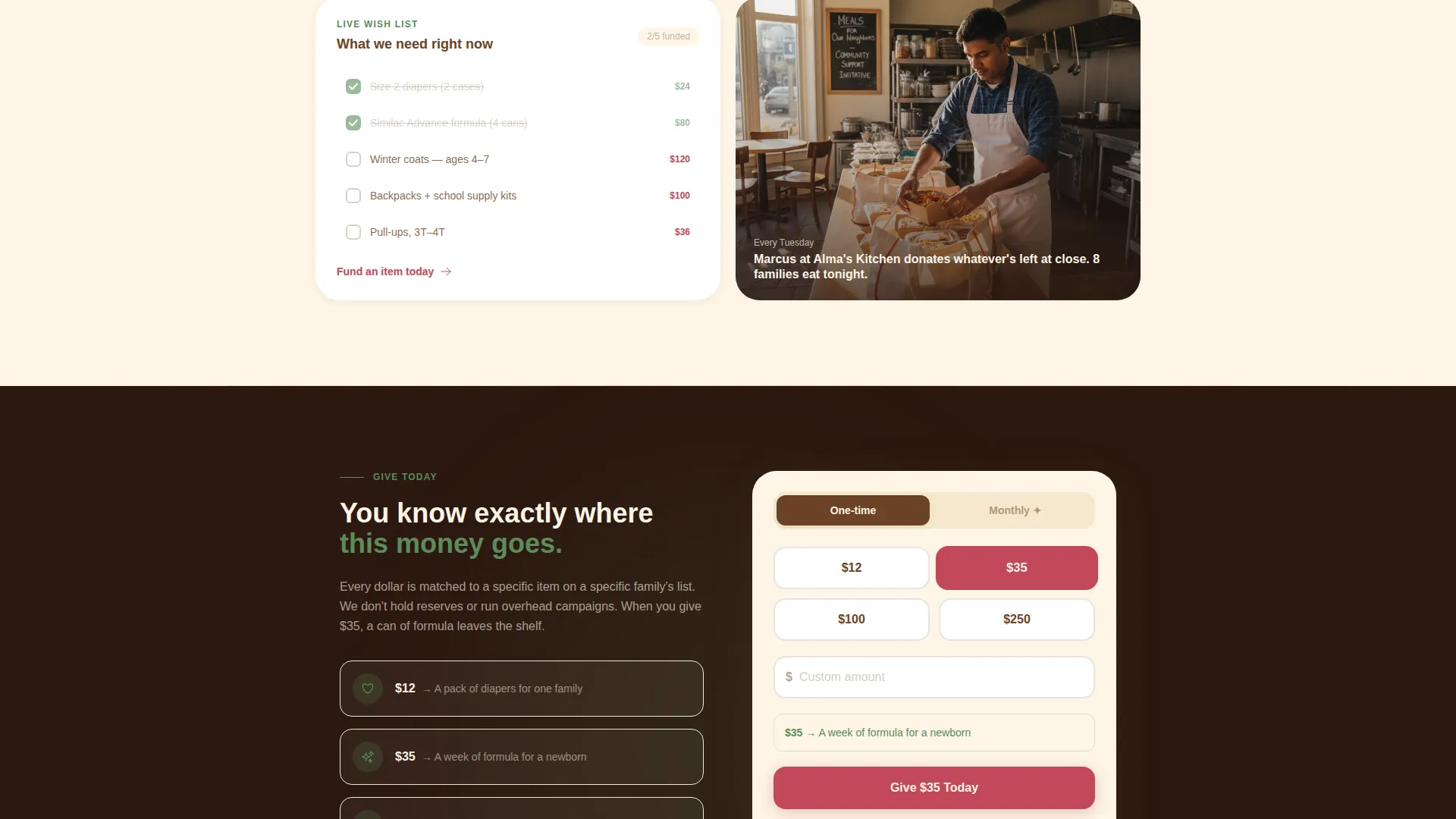 Child Welfare Mutual Aid Donation Landing Page