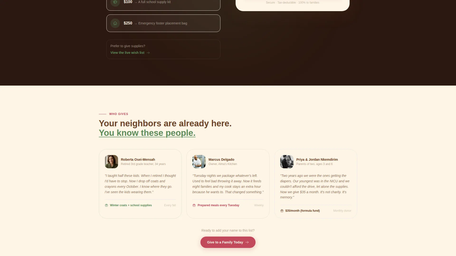 Child Welfare Mutual Aid Donation Landing Page