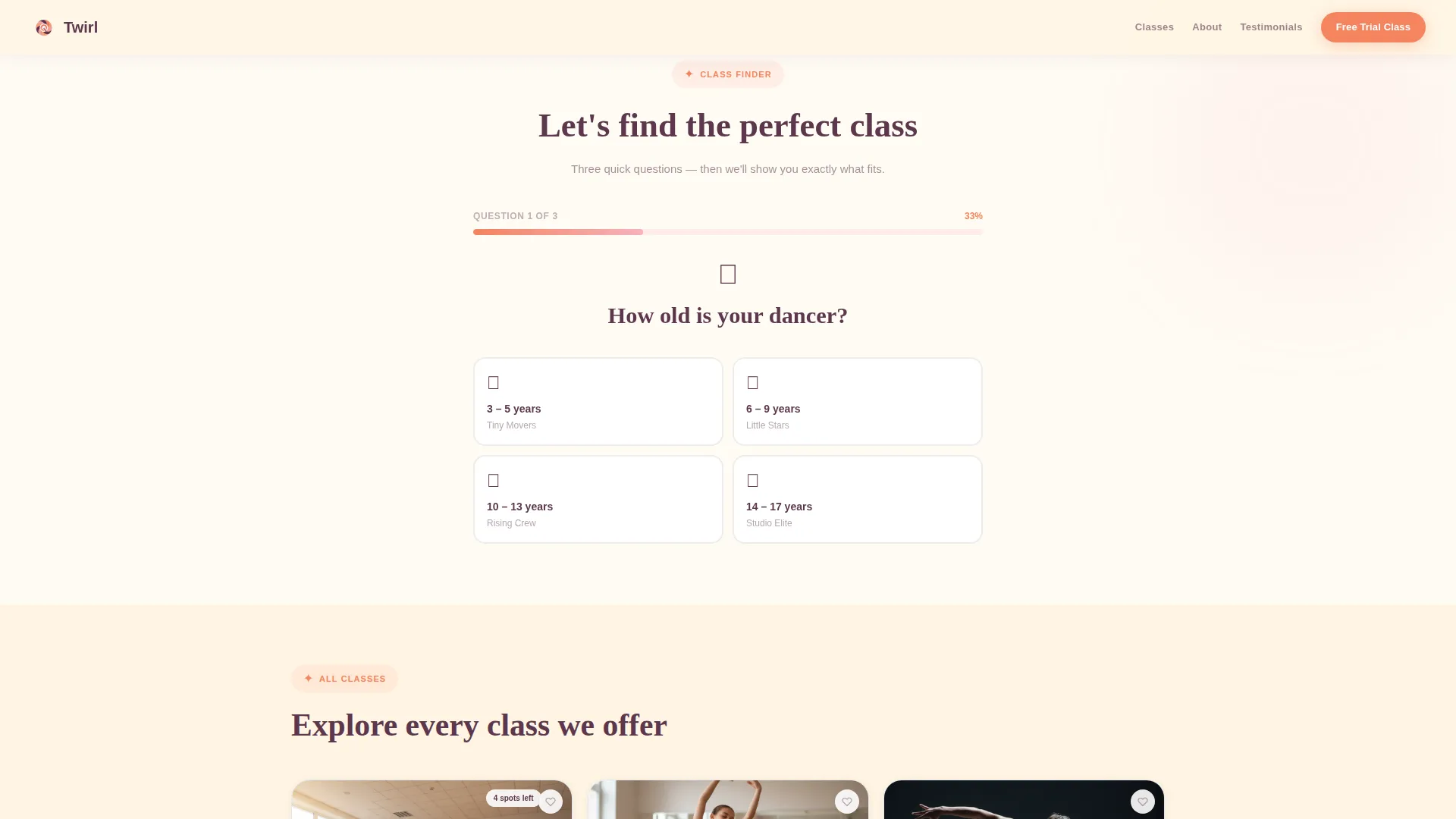 Kids Dance Academy Landing Page Template