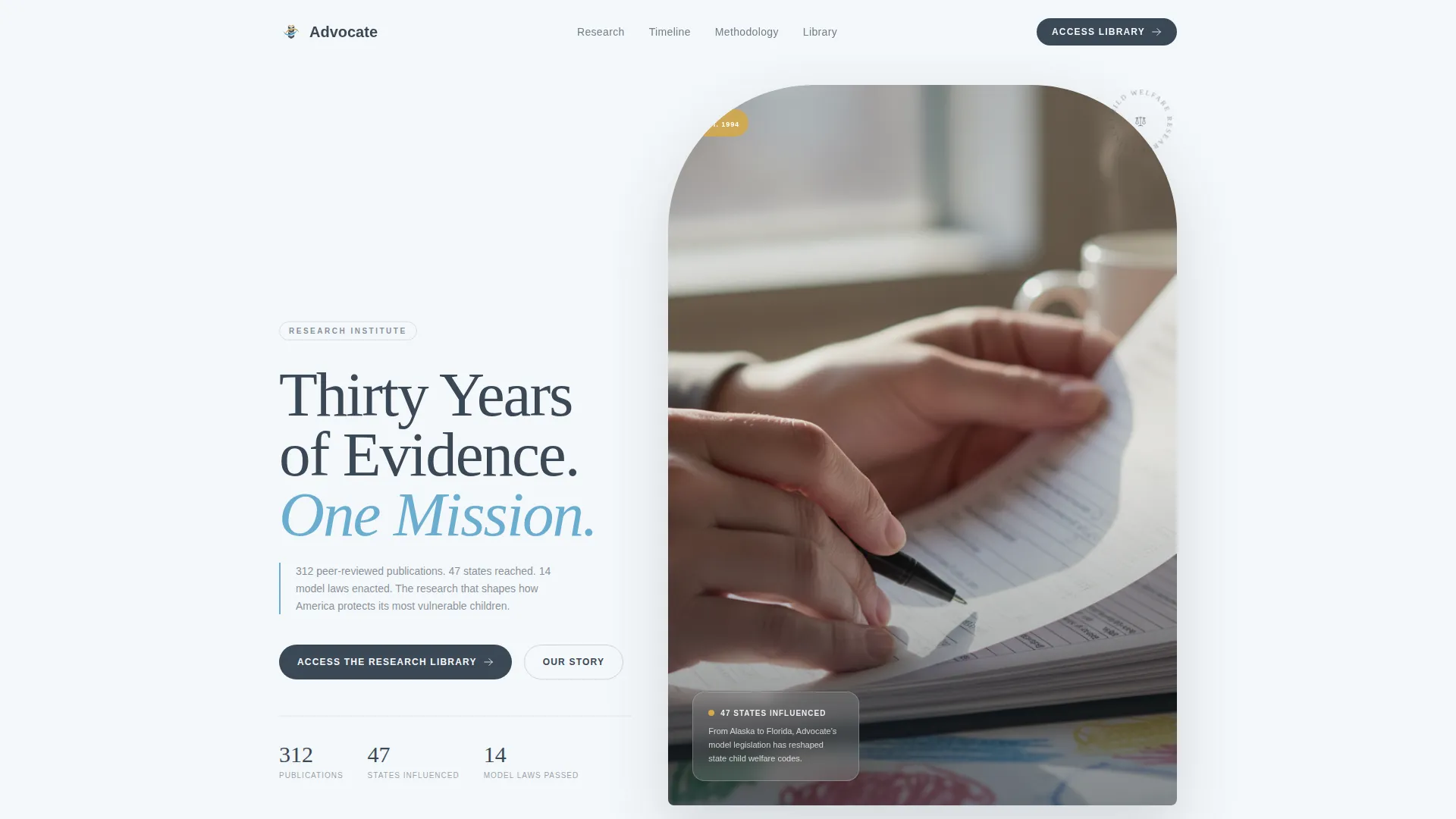 Child Welfare Research & Policy Landing Page Template
