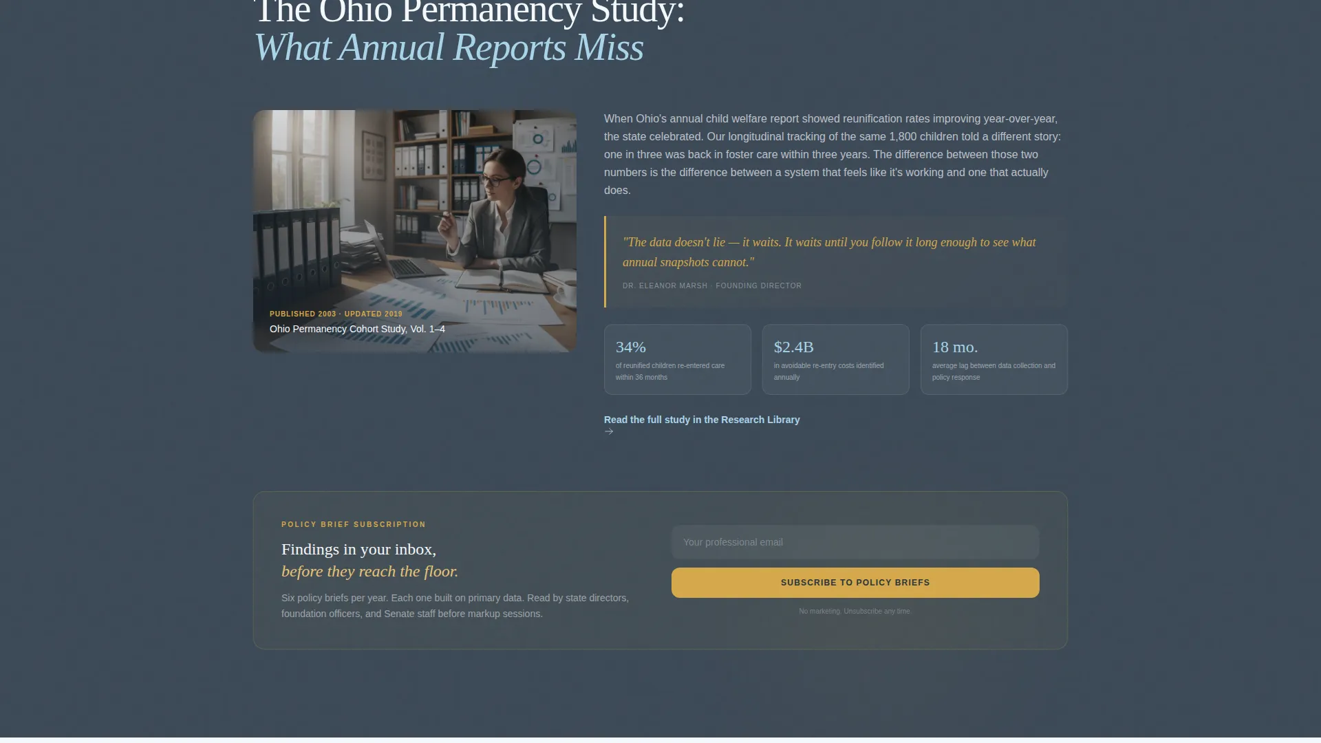 Child Welfare Research & Policy Landing Page Template