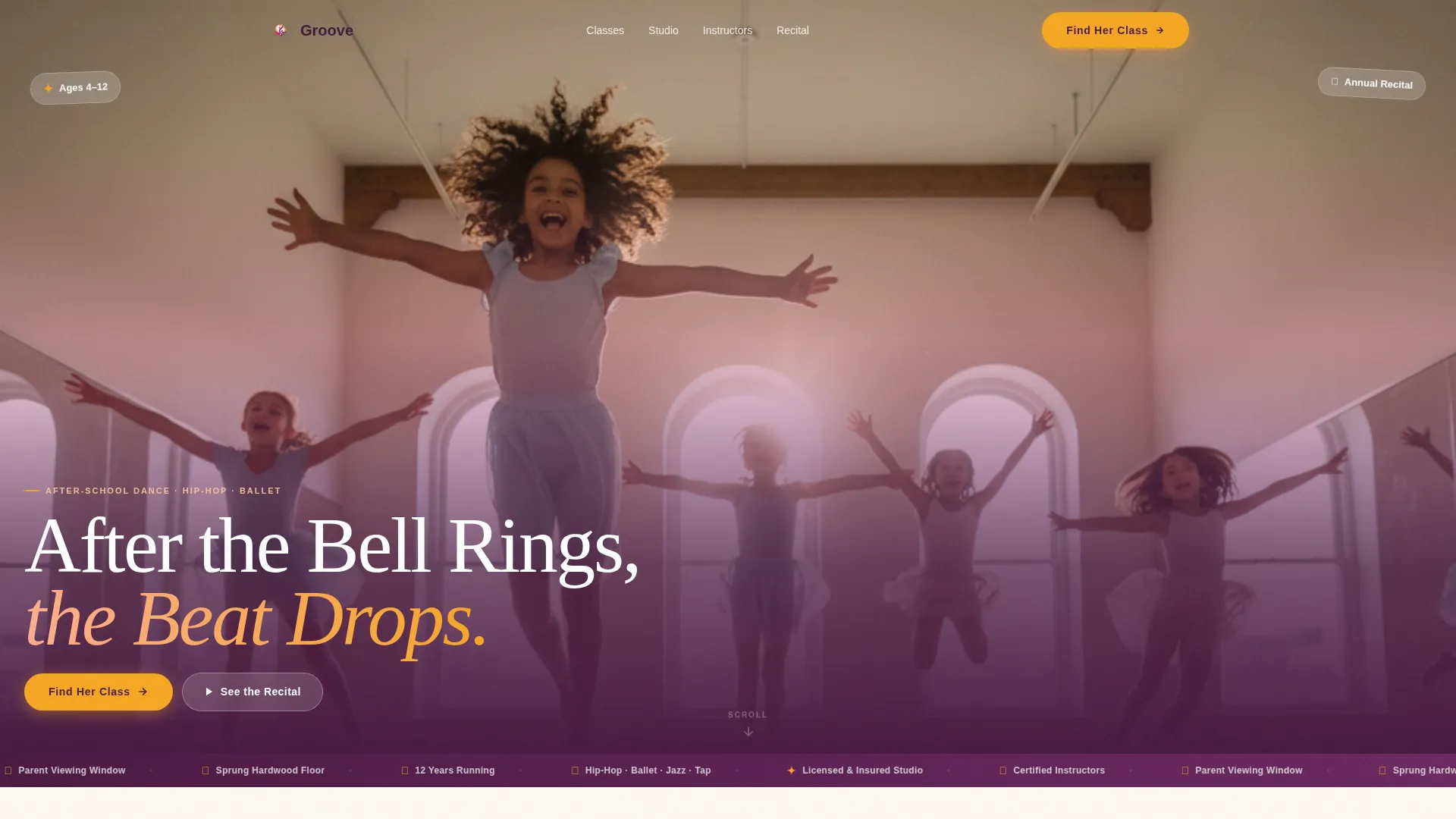 Kids Dance After-School Program Landing Page Template