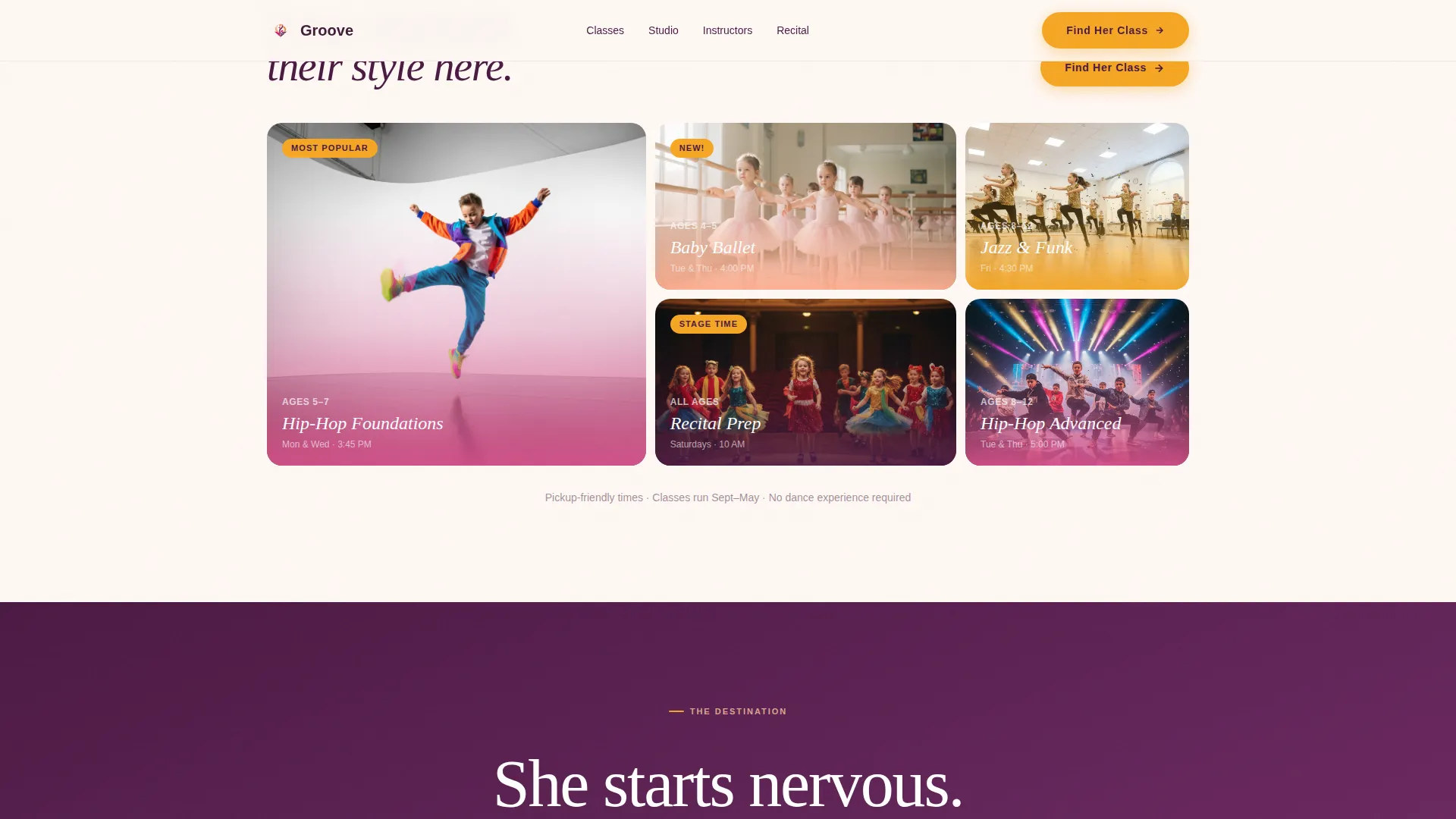 Kids Dance After-School Program Landing Page Template