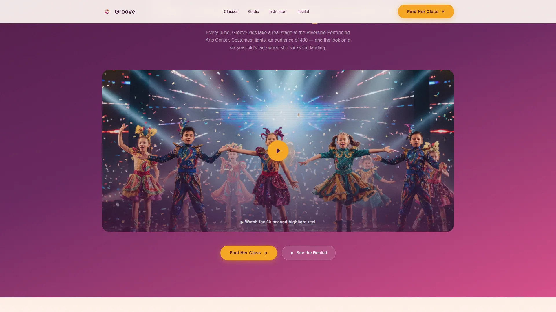Kids Dance After-School Program Landing Page Template