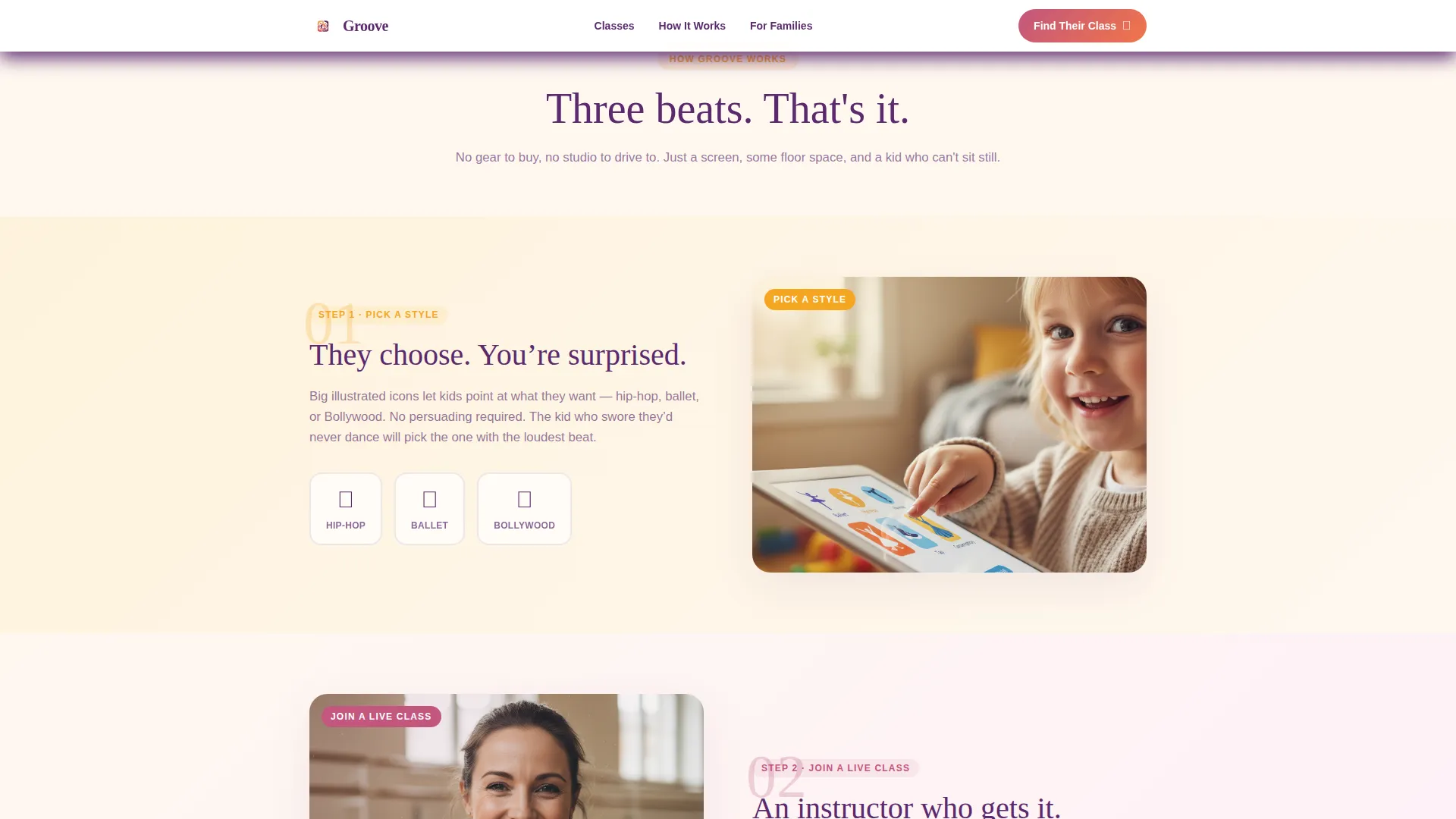 Kids Dance Online Class Landing Page Template