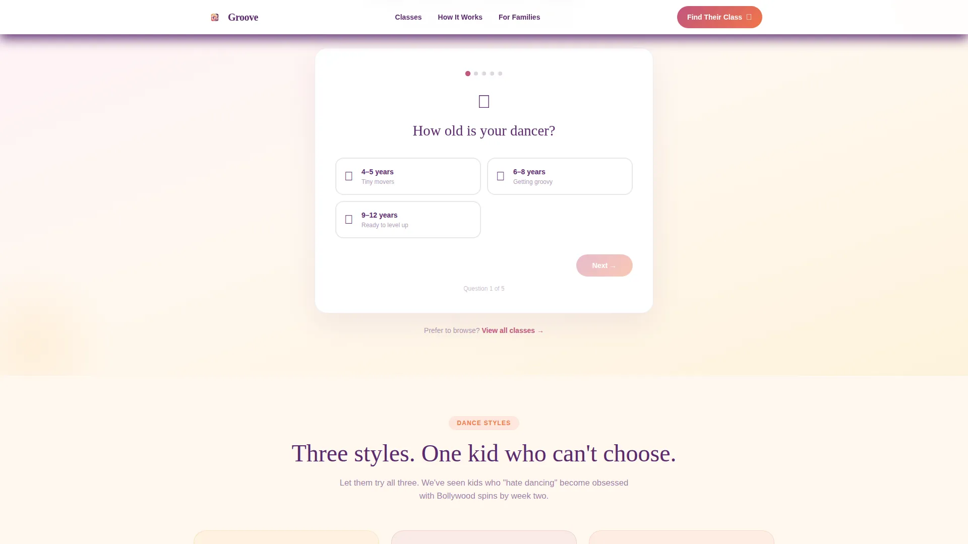 Kids Dance Online Class Landing Page Template