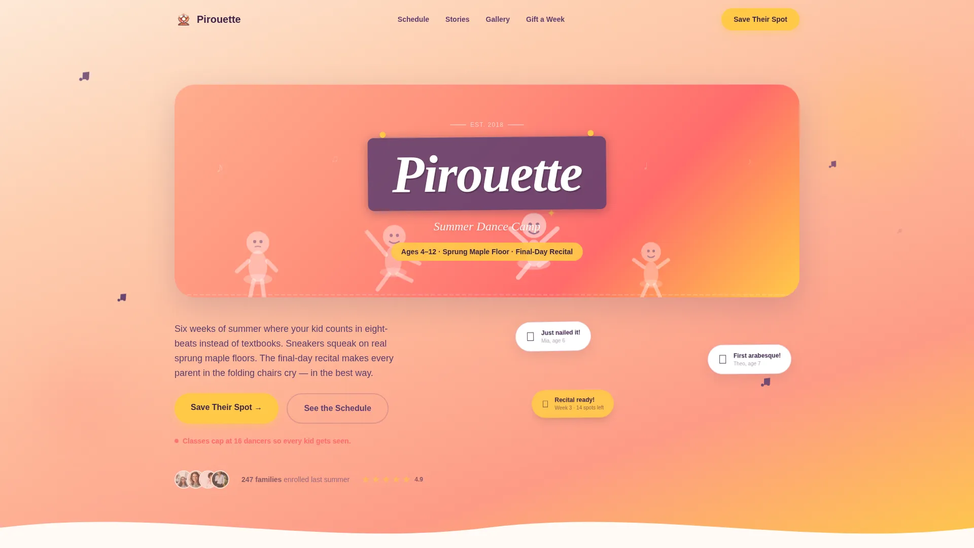 Kids Dance Summer Camp Landing Page Template
