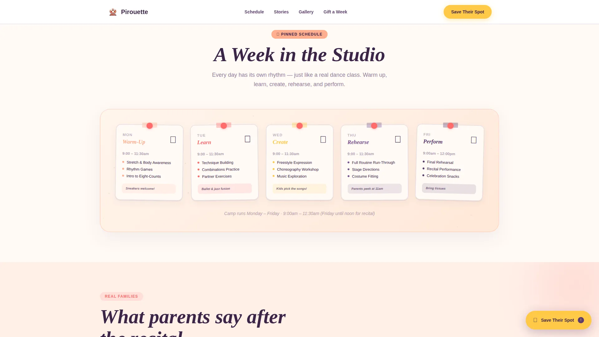 Kids Dance Summer Camp Landing Page Template