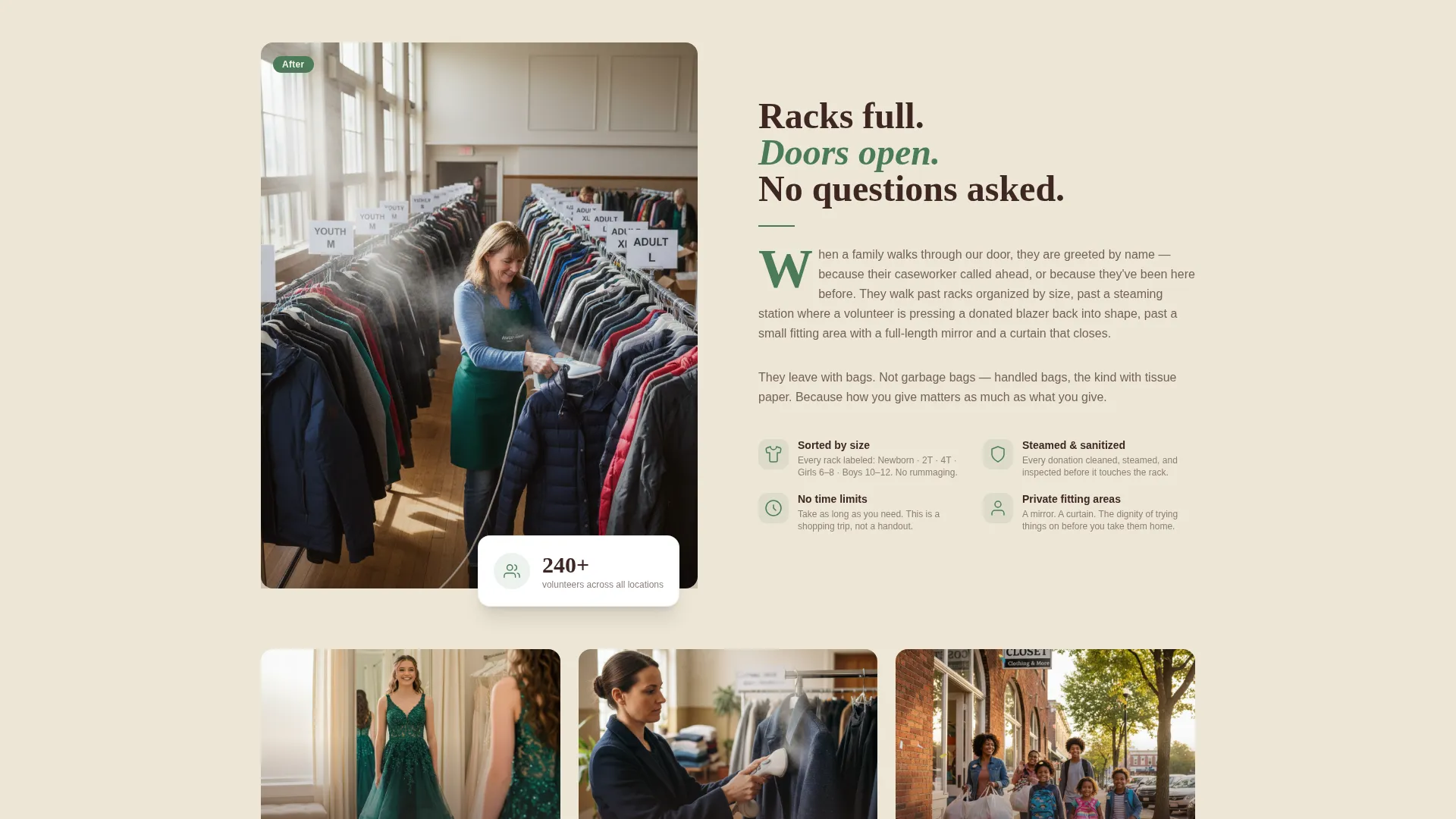 Dignified Community Clothing Bank Landing Page