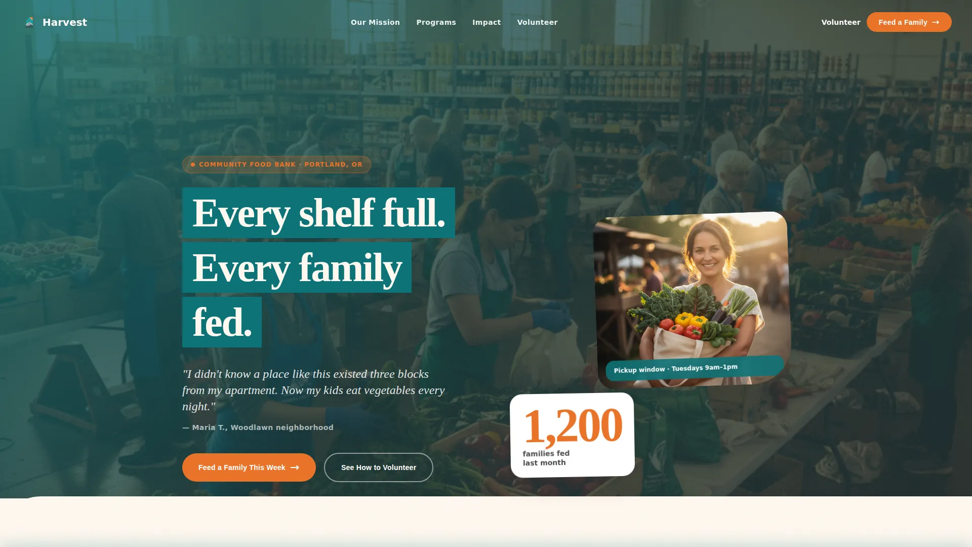 Food Bank Editorial Landing Page Template