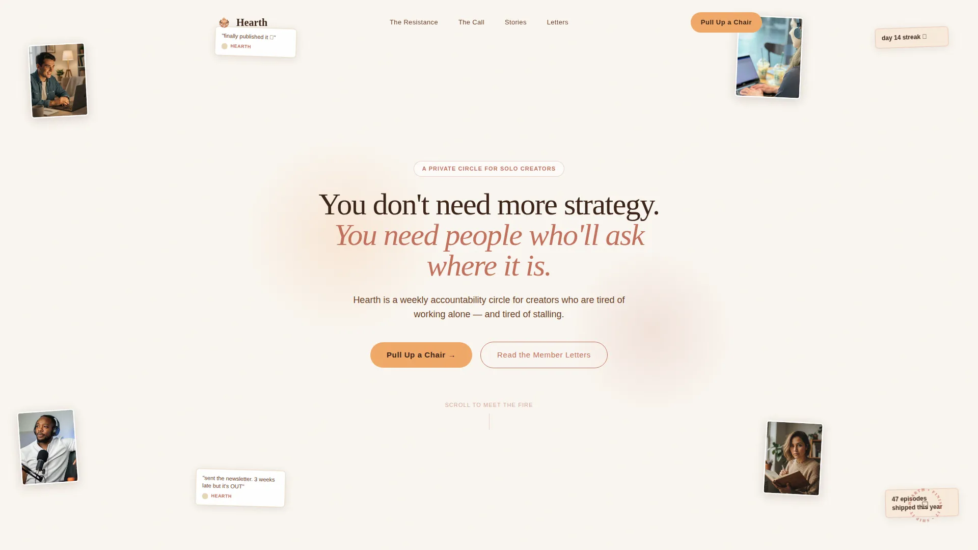 Warm Content Creators Accountability Landing Page