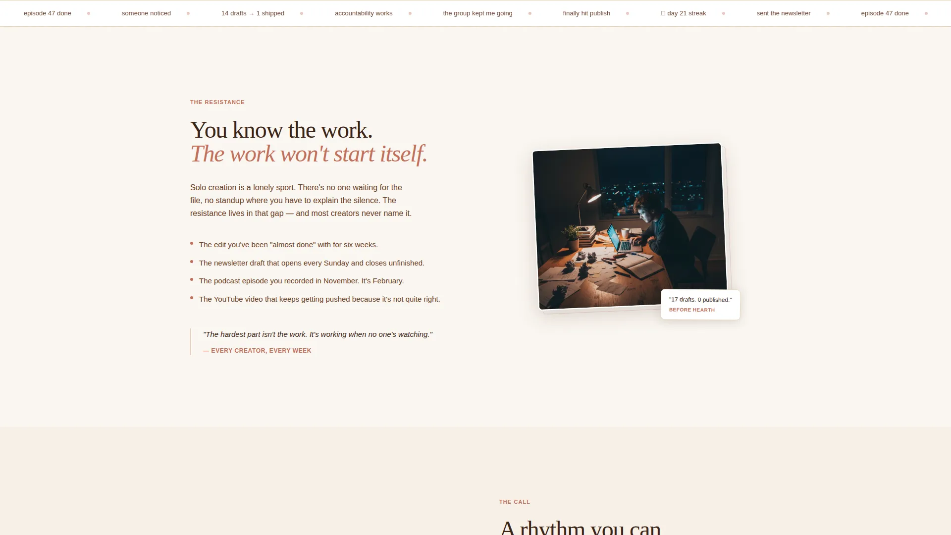 Warm Content Creators Accountability Landing Page