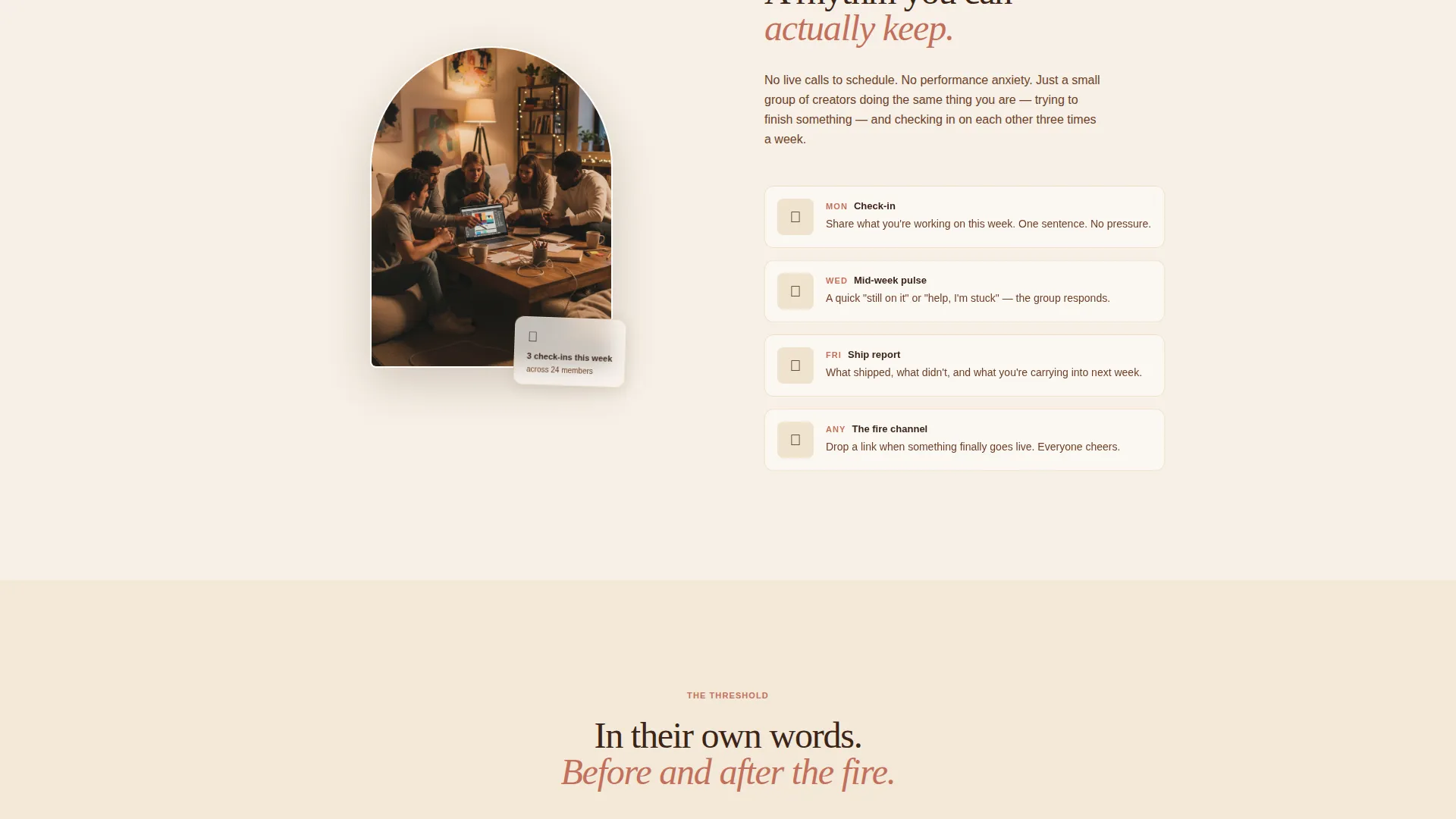 Warm Content Creators Accountability Landing Page