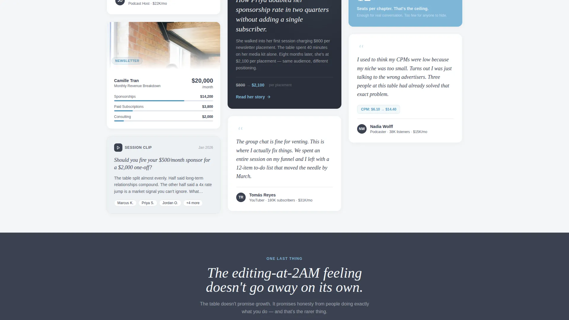 Creator Peer Advisory Board Landing Page Template