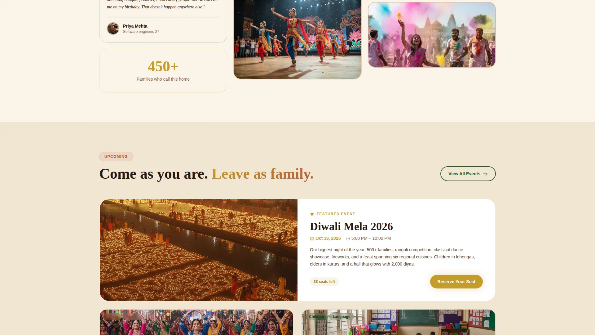 Specialist Temple & Hindu Organization Reviews & Social Proof Website Template