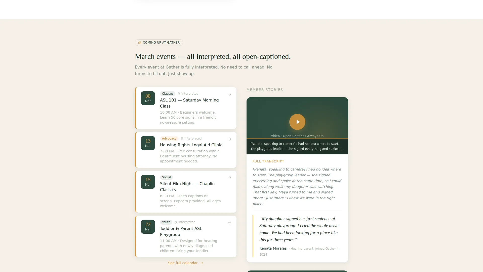 Deaf Community Center Landing Page Template