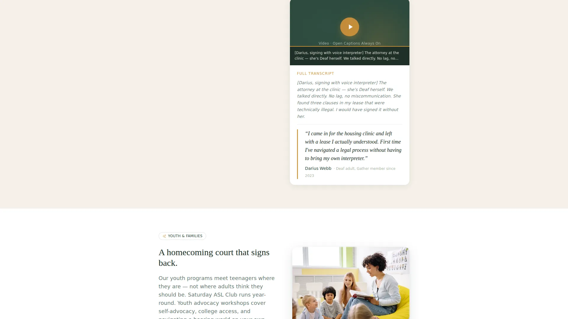 Deaf Community Center Landing Page Template