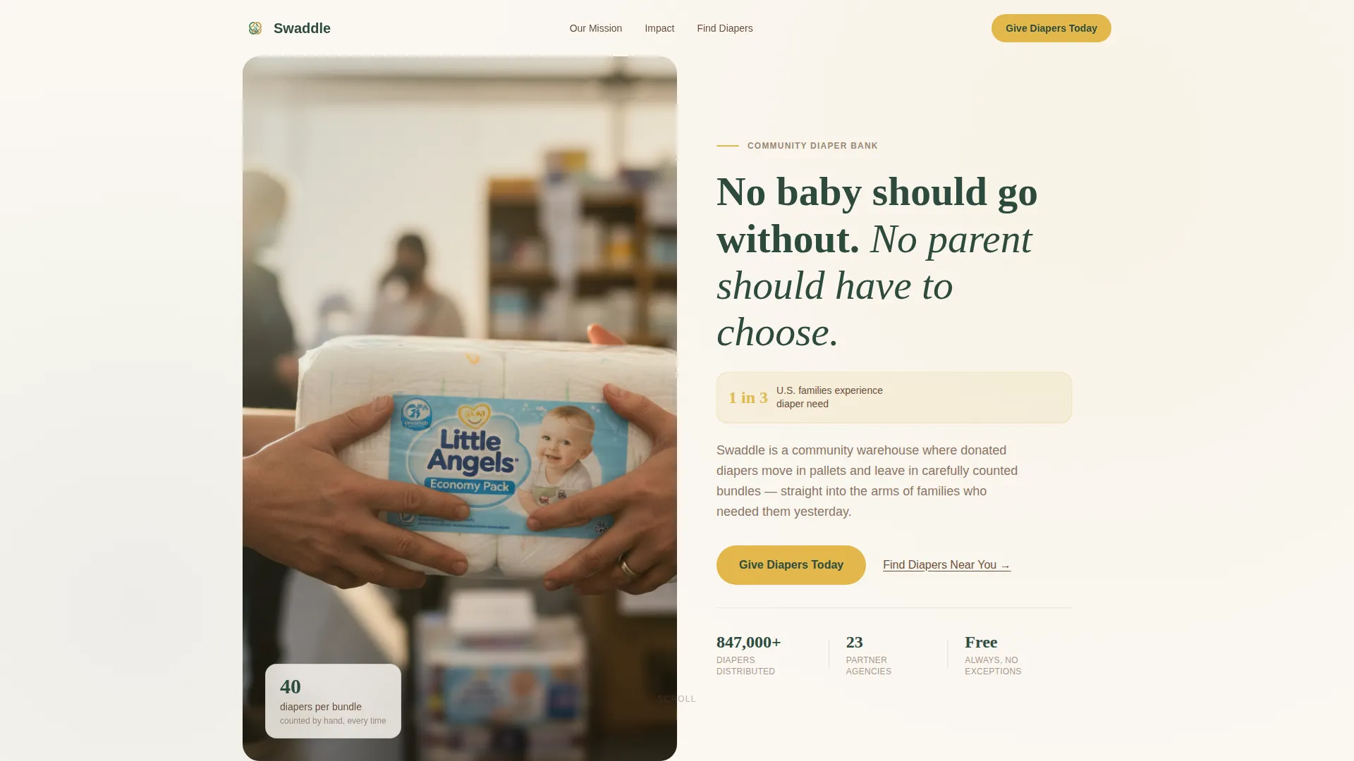 Diaper Bank Landing Page Template for Nonprofits
