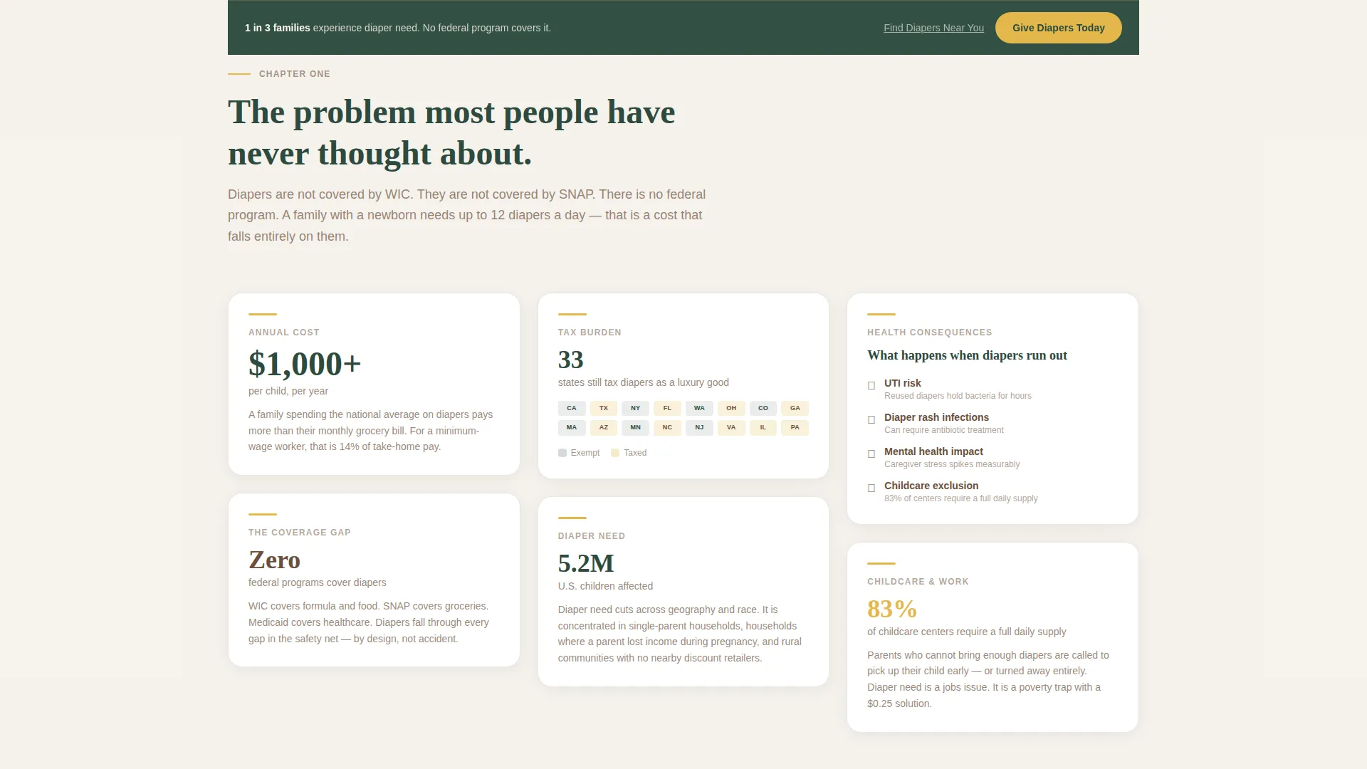 Diaper Bank Landing Page Template for Nonprofits