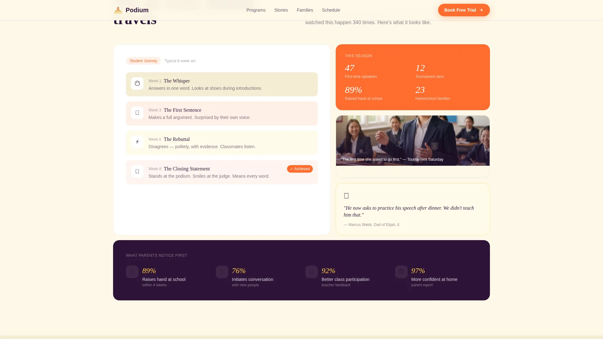 Kids Debate & Public Speaking Academy Landing Page